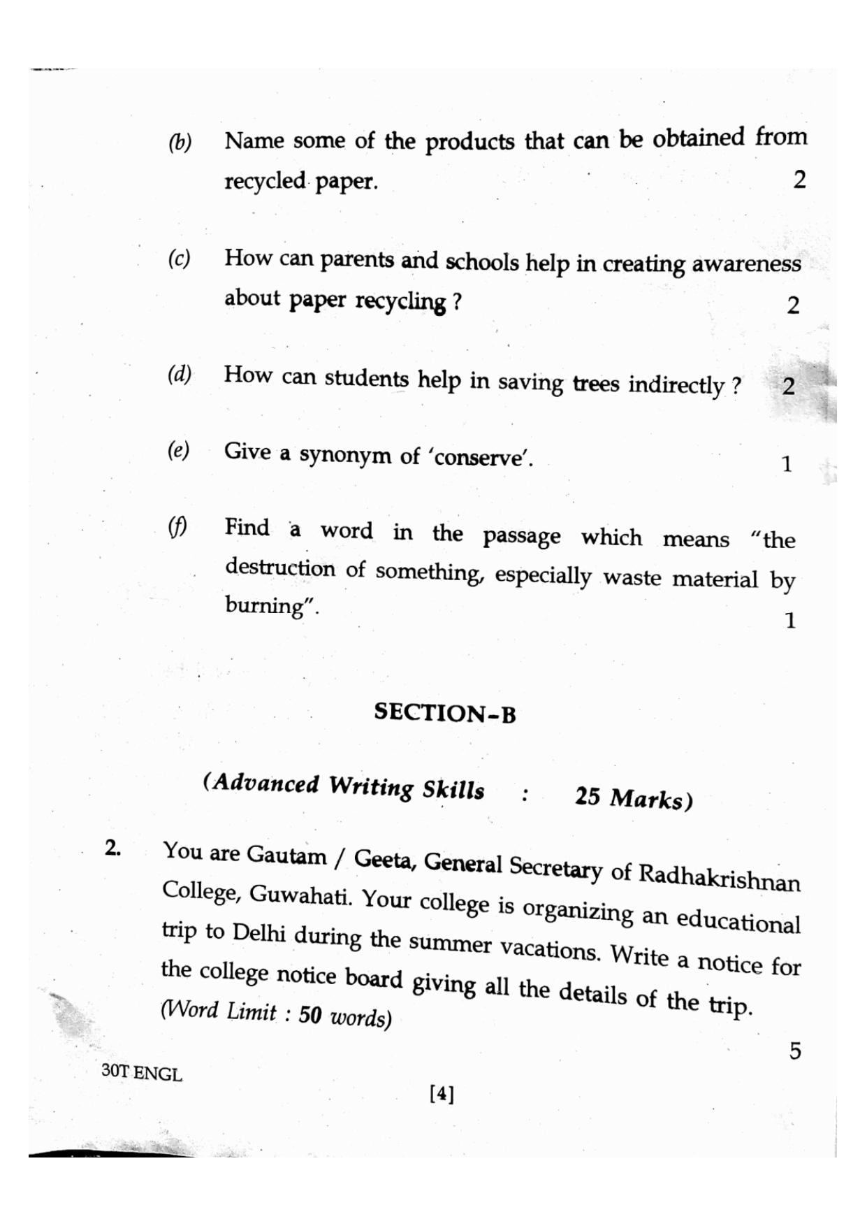 Assam HS 2nd Year English 2020 Question Paper - Page 4