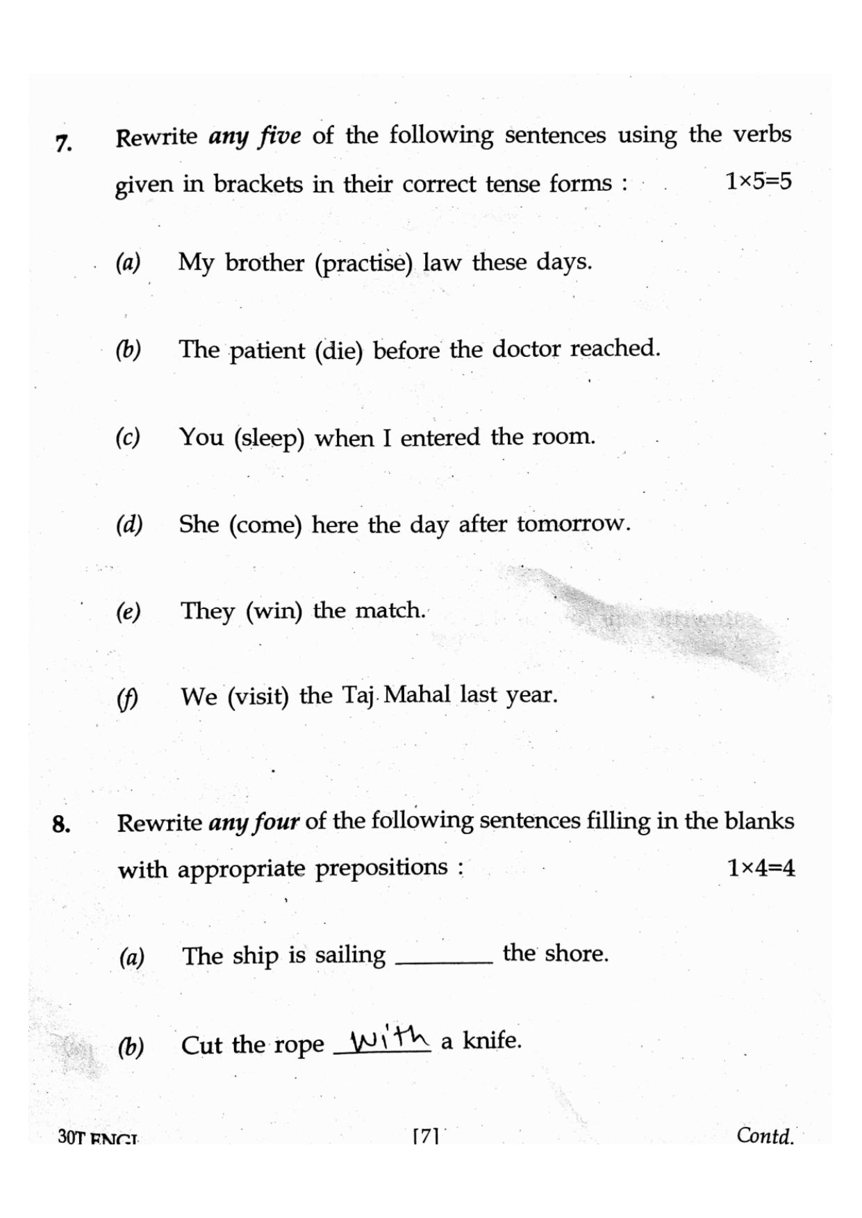 Assam HS 2nd Year English 2020 Question Paper - Page 7