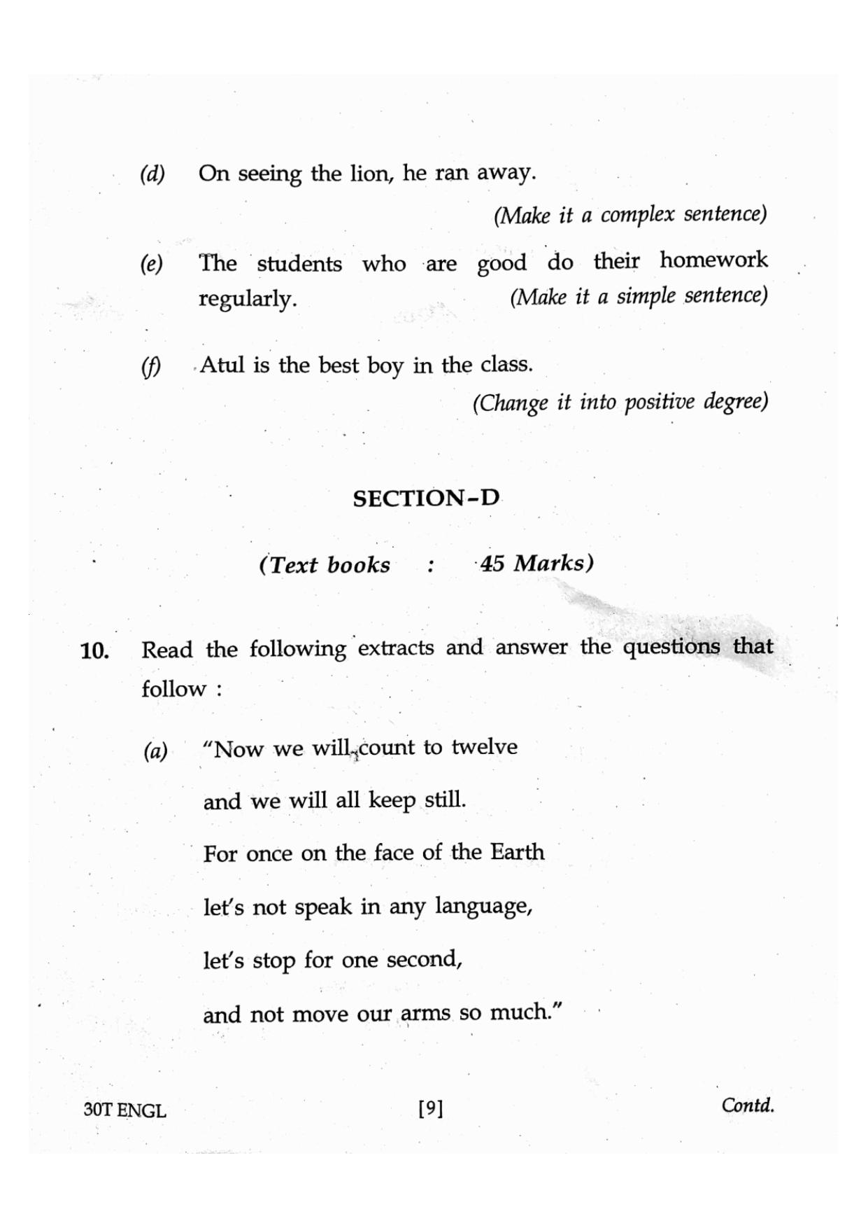 Assam HS 2nd Year English 2020 Question Paper - Page 9