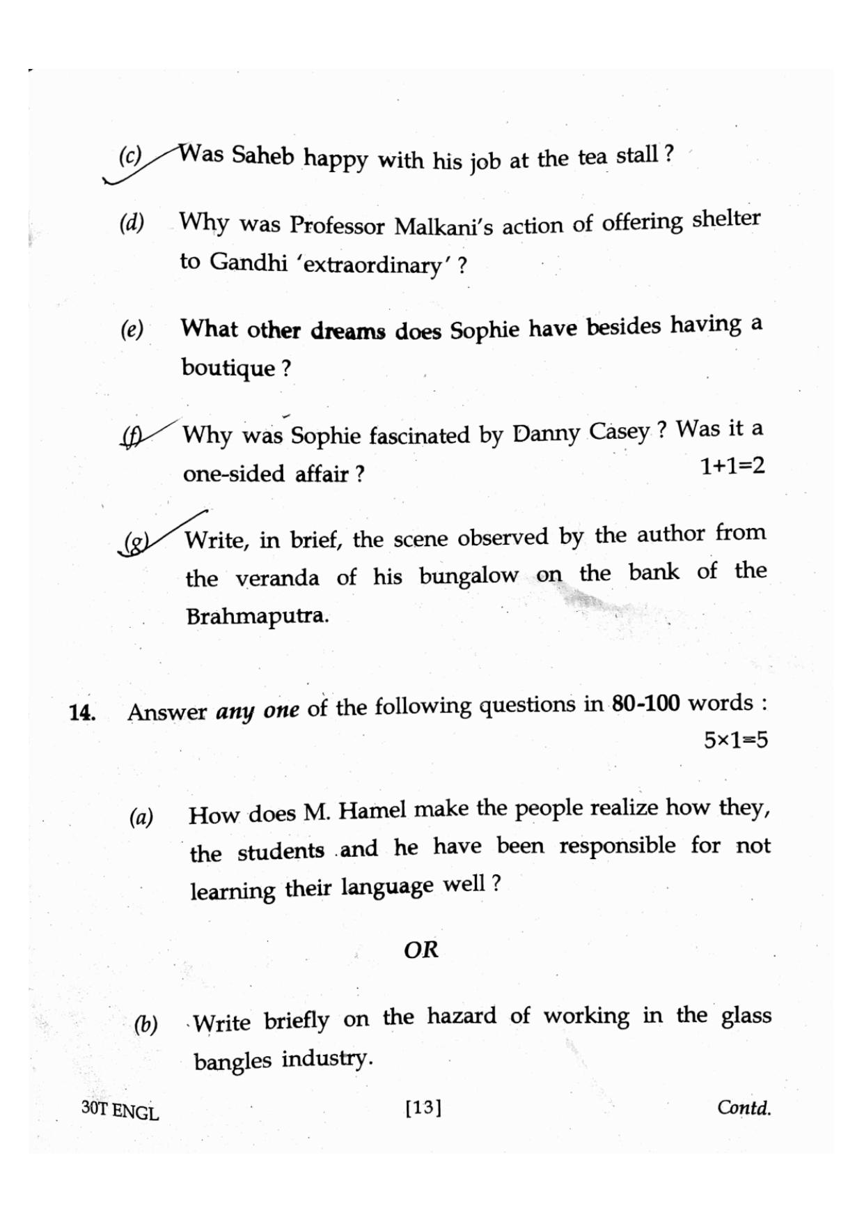 Assam HS 2nd Year English 2020 Question Paper - Page 13