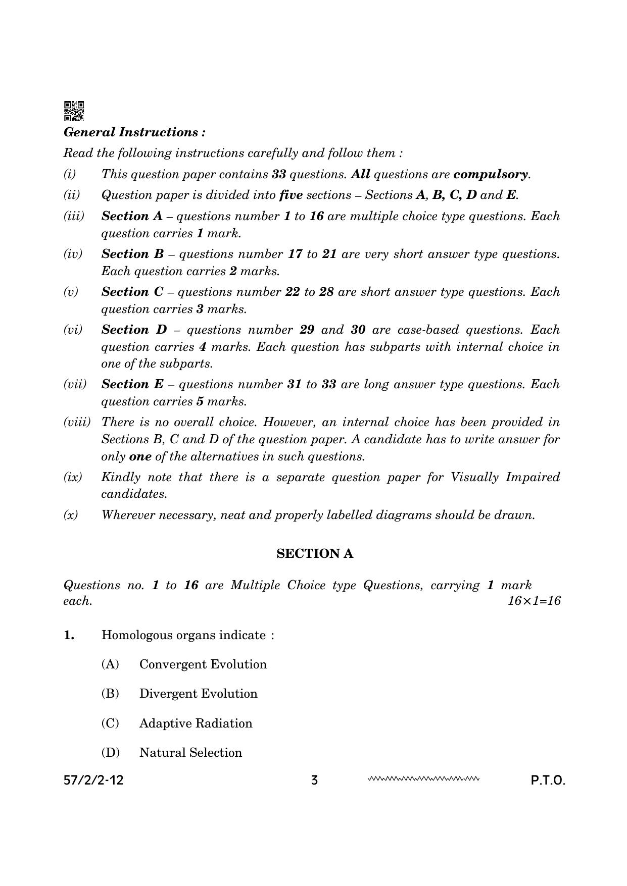 CBSE Class 12 57 2 2 Biology 2024 Question Paper - Page 3