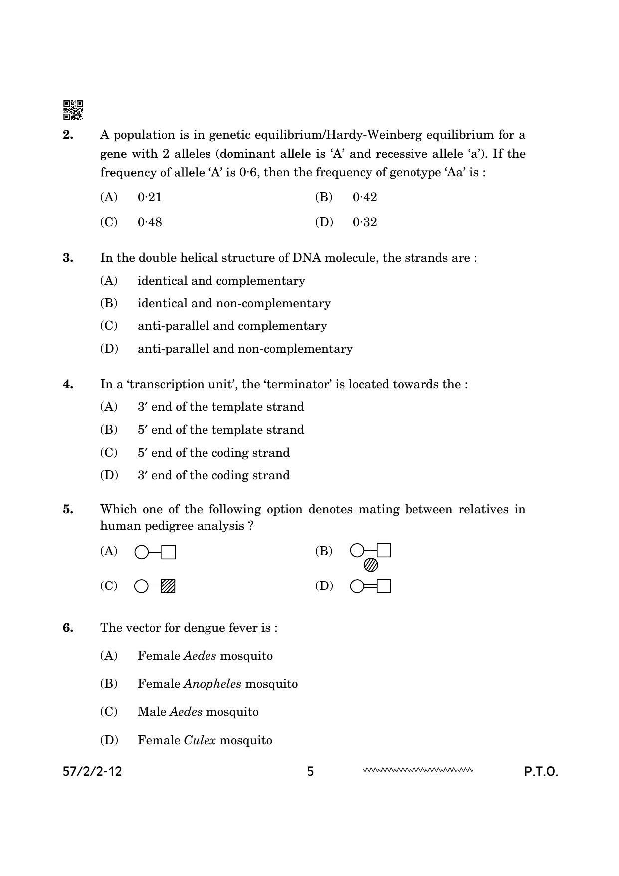 CBSE Class 12 57 2 2 Biology 2024 Question Paper - Page 5