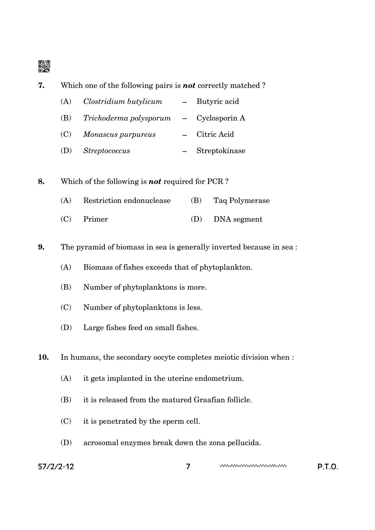 CBSE Class 12 57 2 2 Biology 2024 Question Paper - Page 7