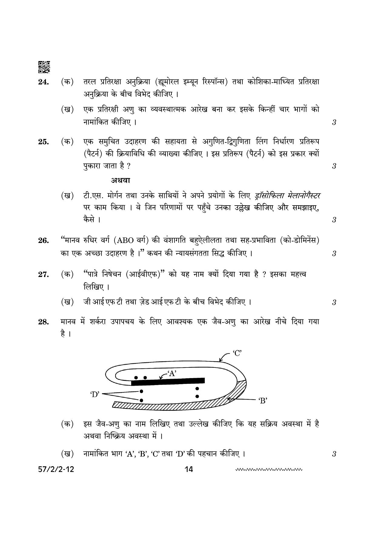 CBSE Class 12 57 2 2 Biology 2024 Question Paper - Page 14