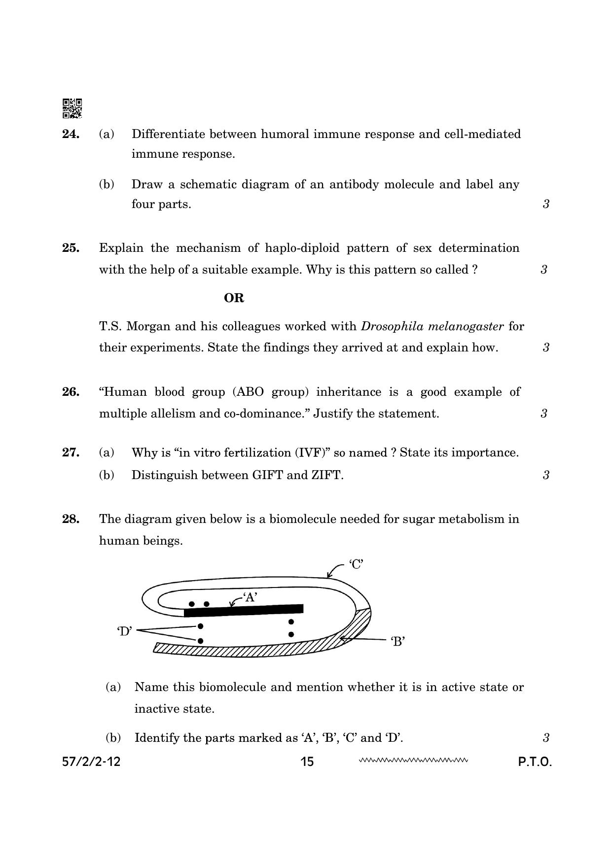 CBSE Class 12 57 2 2 Biology 2024 Question Paper - Page 15