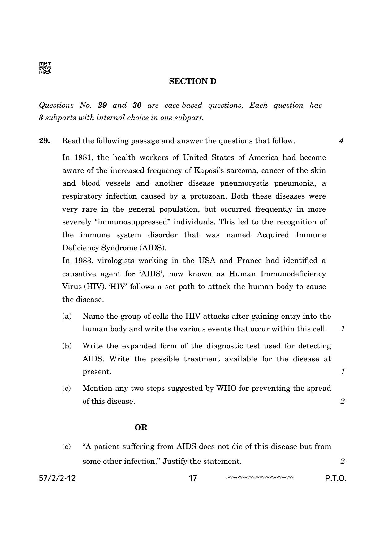 CBSE Class 12 57 2 2 Biology 2024 Question Paper - Page 17