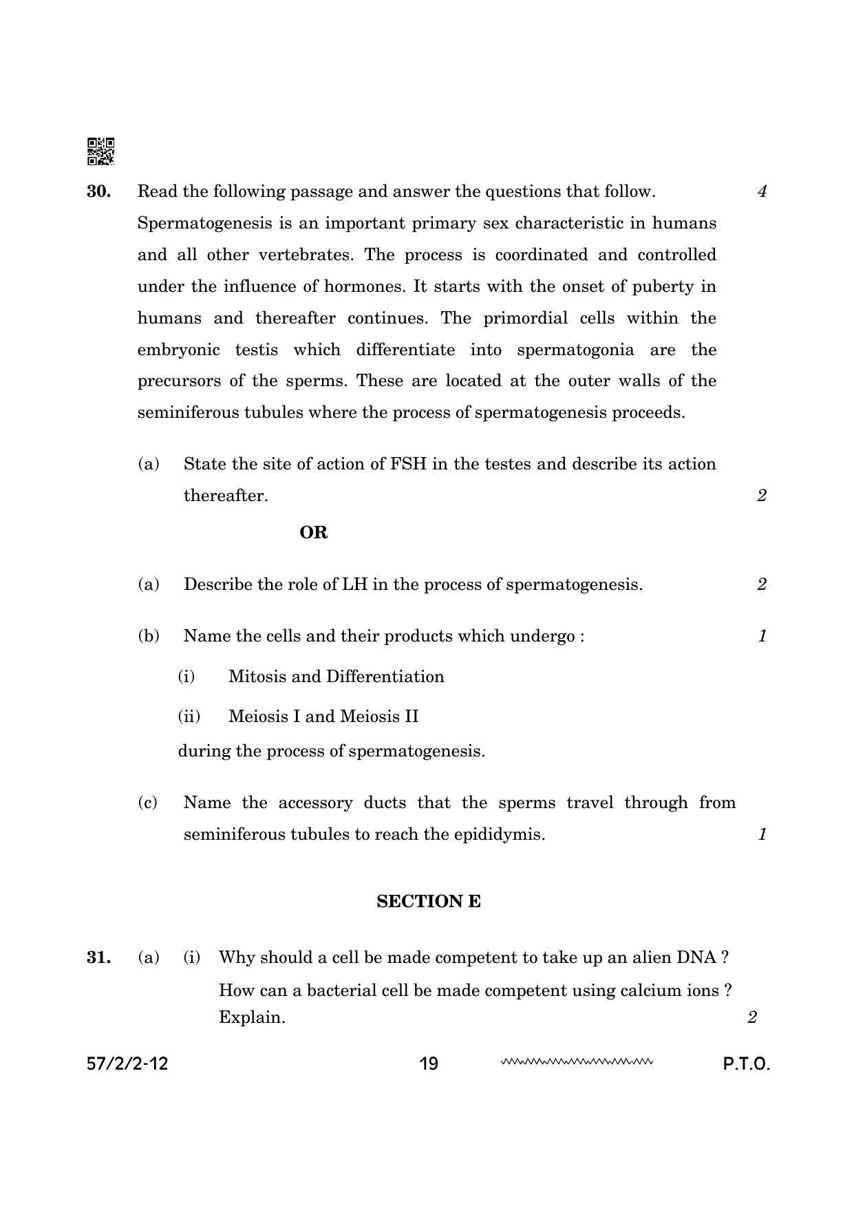 CBSE Class 12 57 2 2 Biology 2024 Question Paper - Page 19