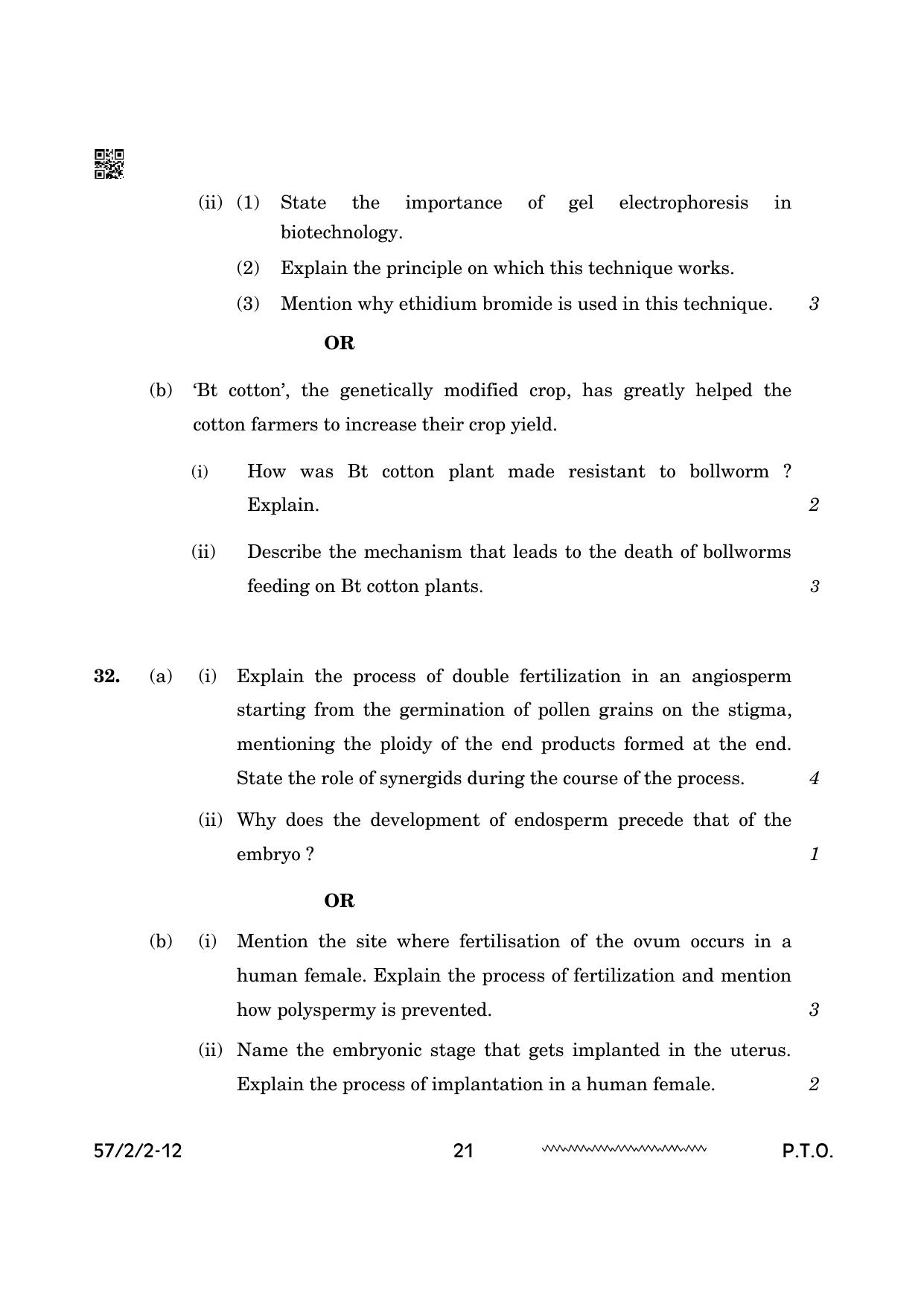 CBSE Class 12 57 2 2 Biology 2024 Question Paper - Page 21