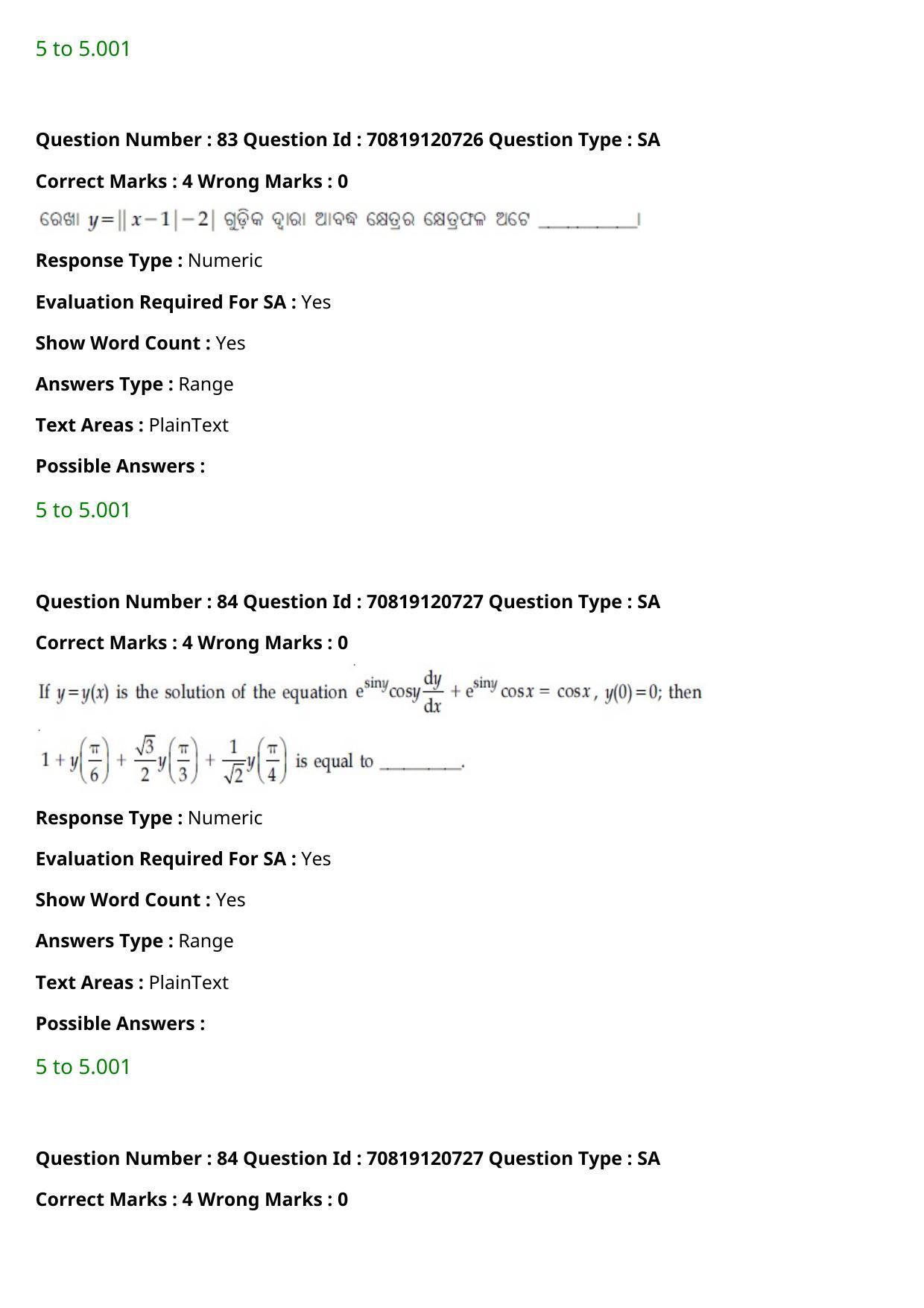 JEE Mains 2021: BTech Odiya (Shift 1) 26-02-2021 Question Paper - Page 95
