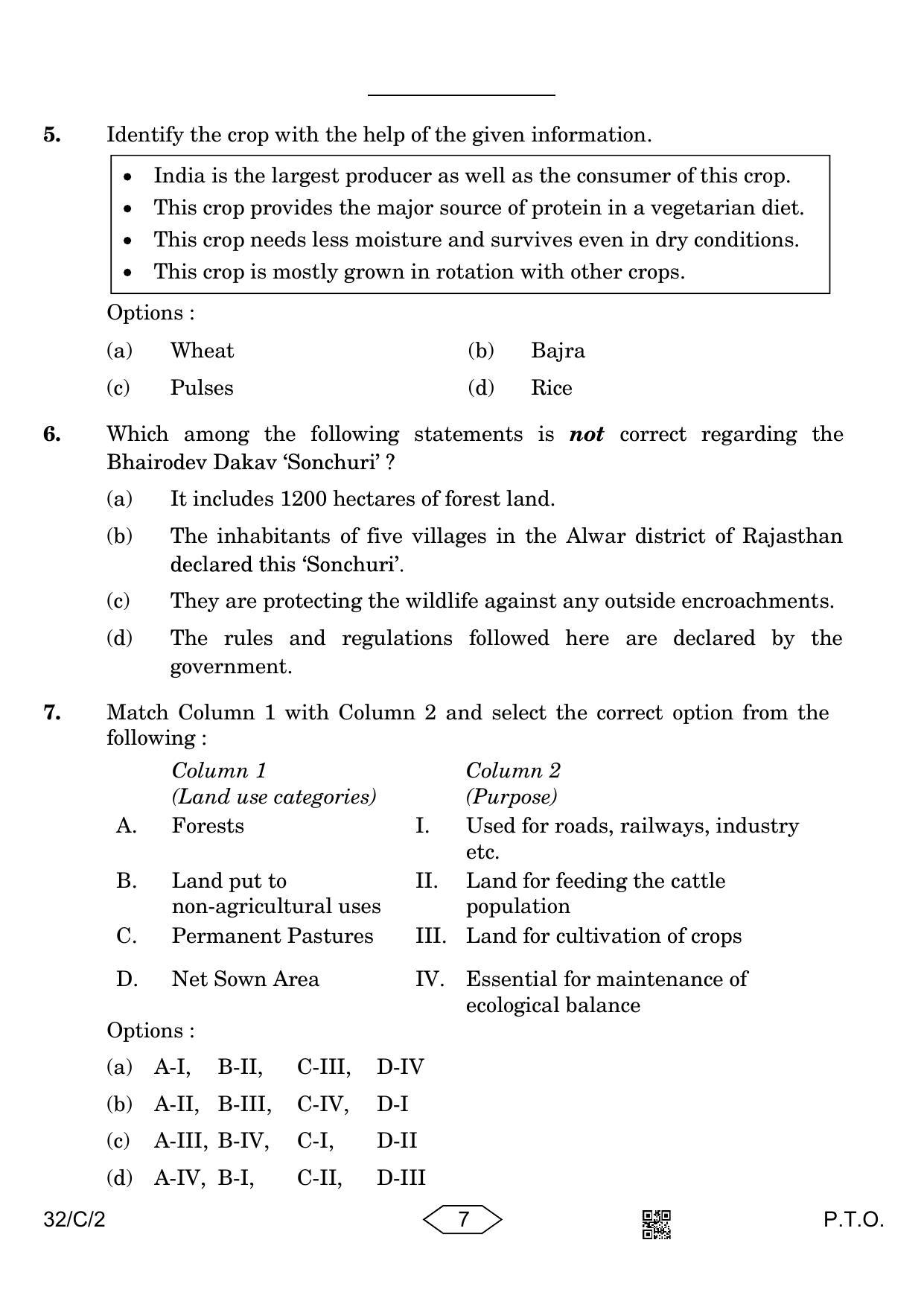 CBSE Class 10 32-2 Social Science 2023 (Compartment) Question Paper - Page 7