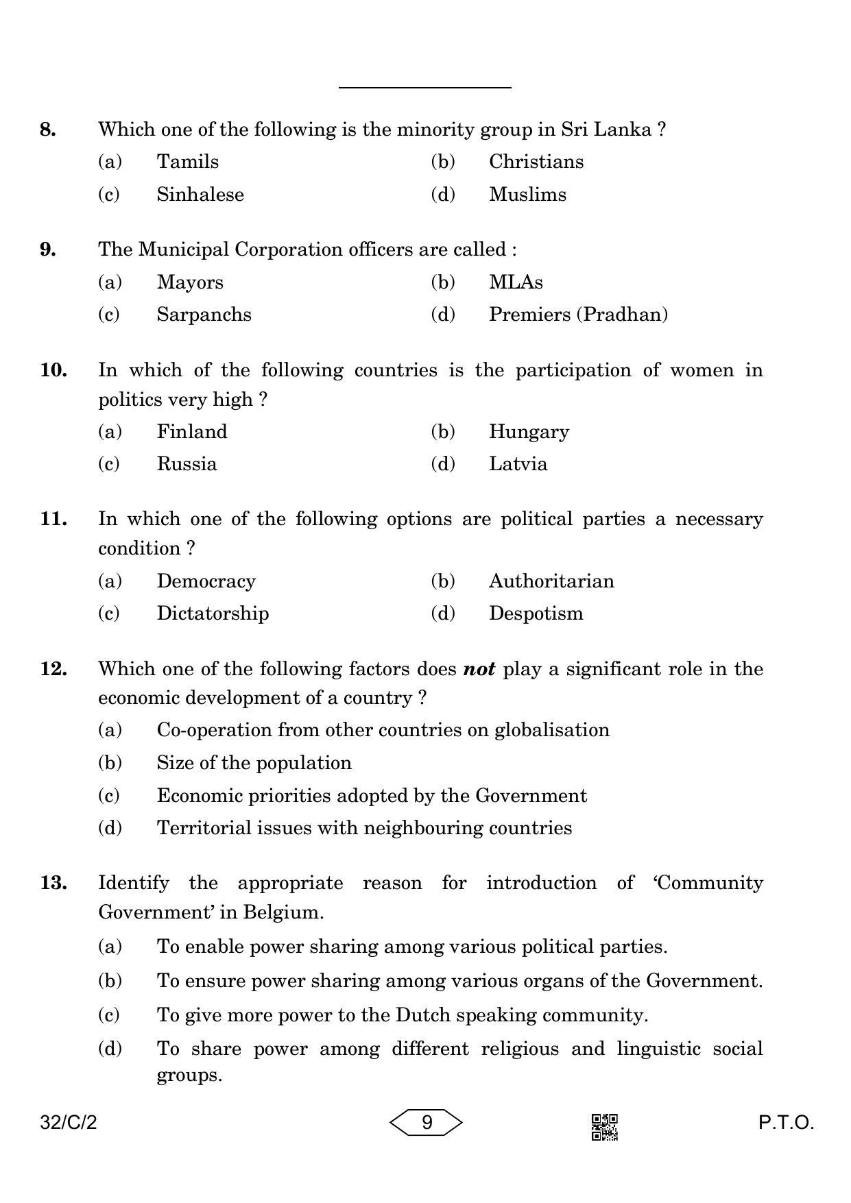 CBSE Class 10 32-2 Social Science 2023 (Compartment) Question Paper - Page 9