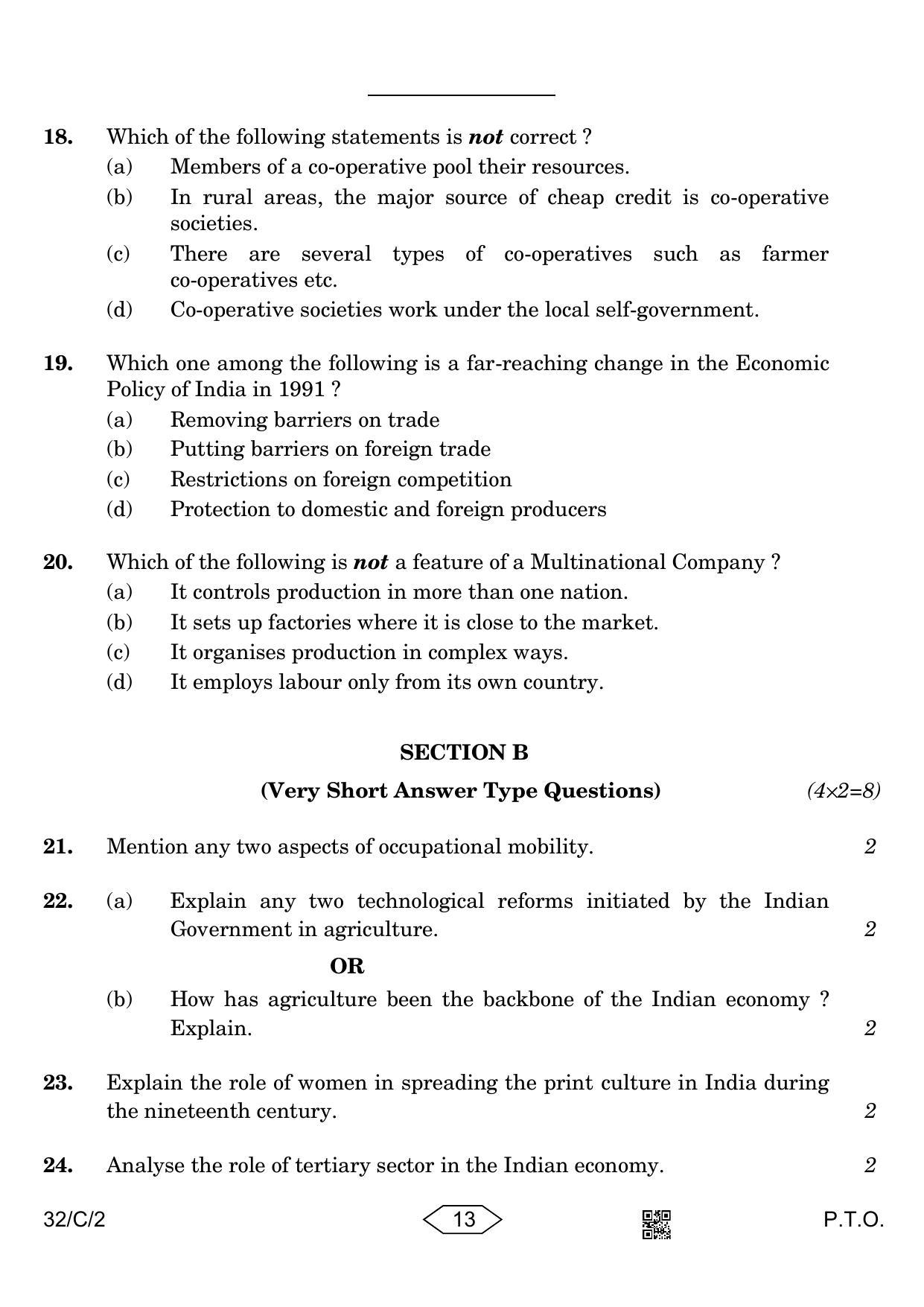 CBSE Class 10 32-2 Social Science 2023 (Compartment) Question Paper - Page 13