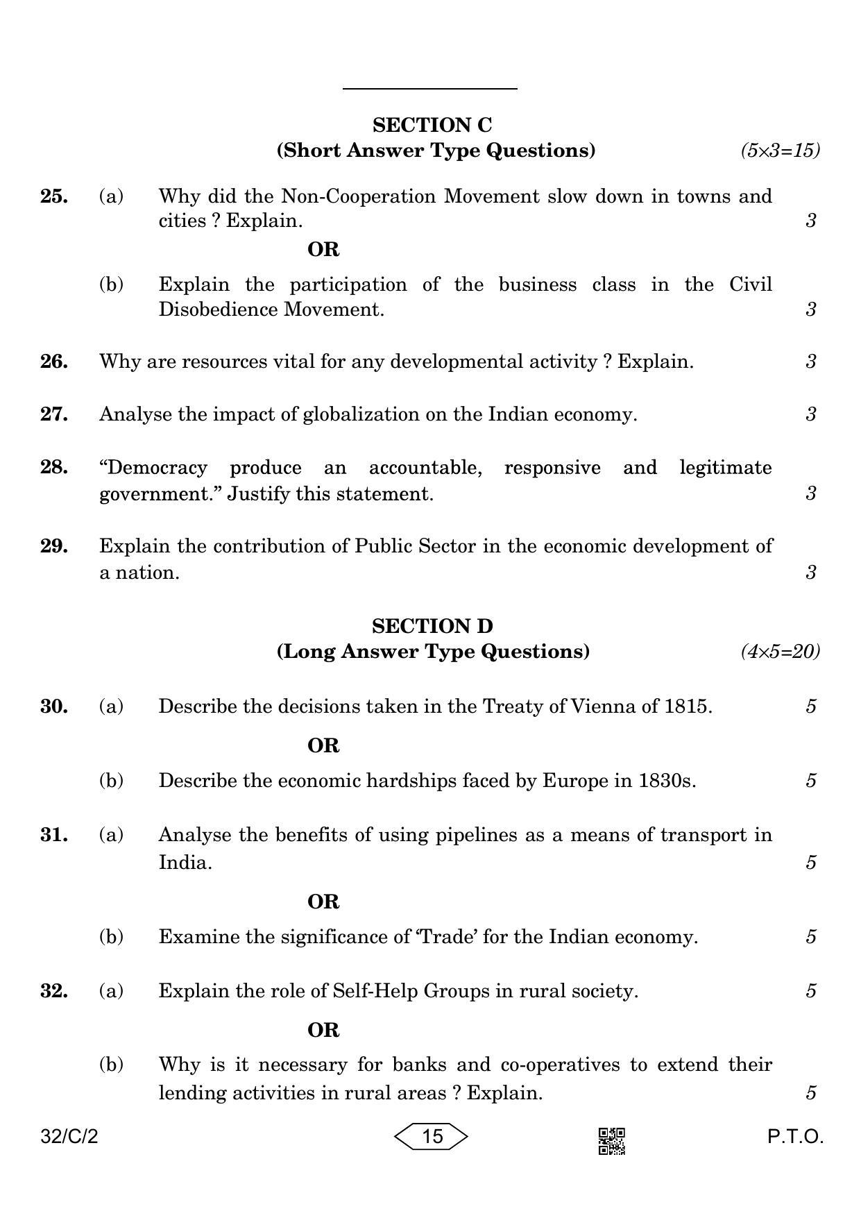 CBSE Class 10 32-2 Social Science 2023 (Compartment) Question Paper - Page 15