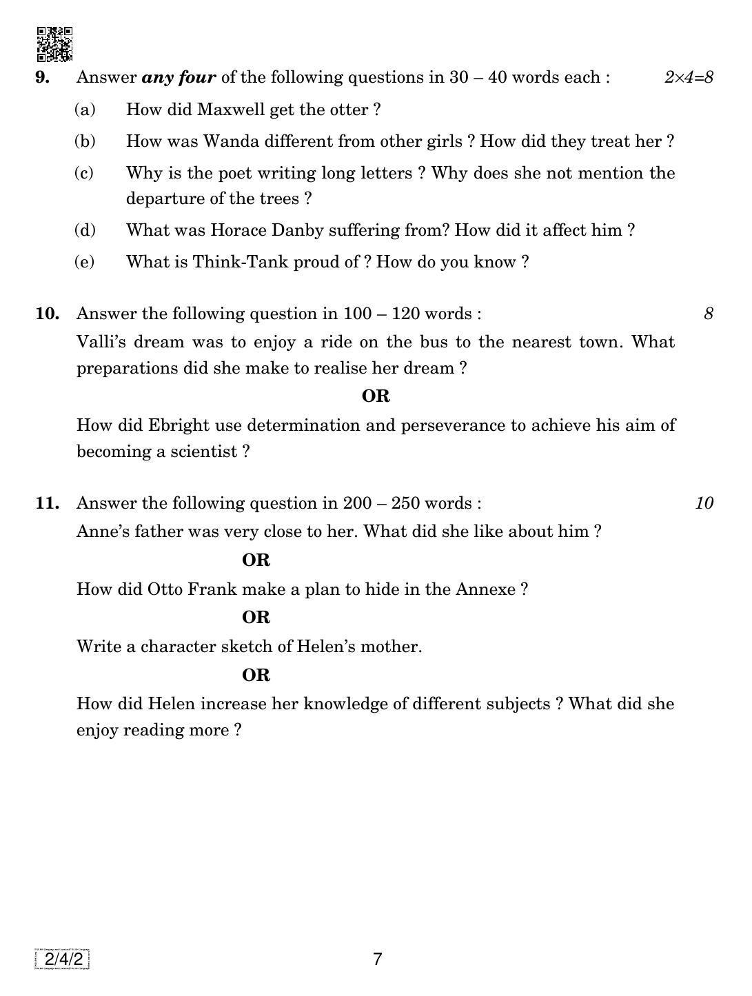 CBSE Class 10 2-4-2 ENGLISH LANGUAGE AND LETERATURE 2019 Question Paper - Page 7