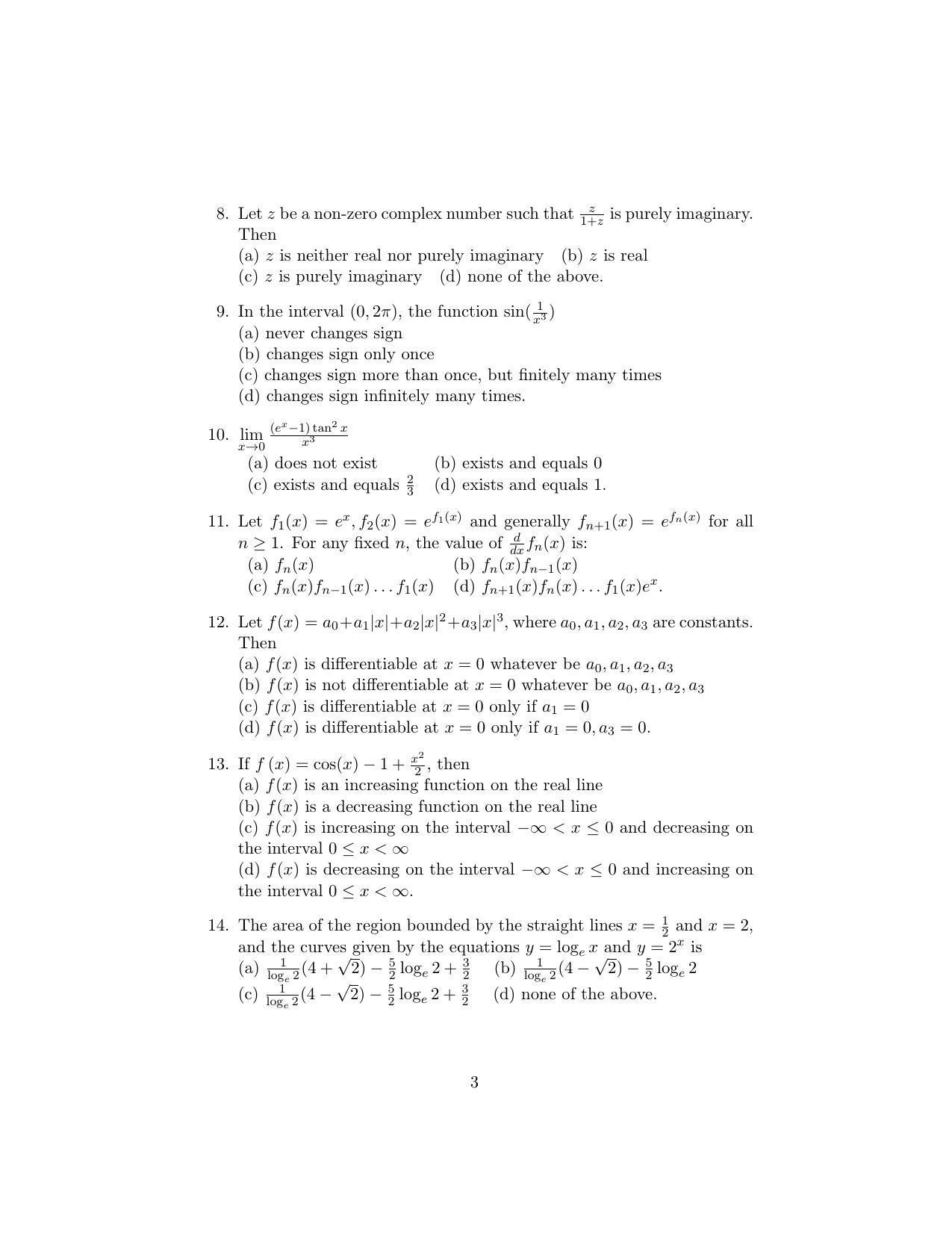 ISI Admission Test B.Stat UGA 2015 Sample Paper - Page 3