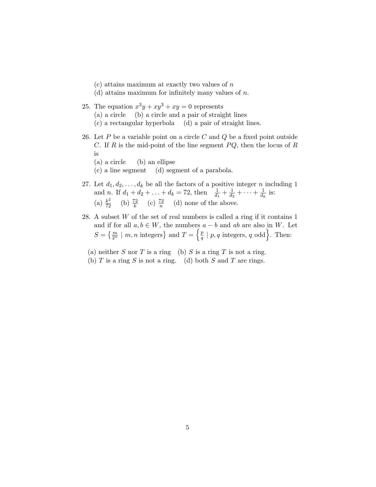 ISI Admission Test B.Stat UGA 2015 Sample Paper - Page 5