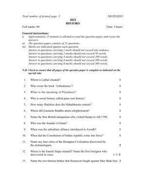 Nagaland Board Class 12 History 2022 Question Paper