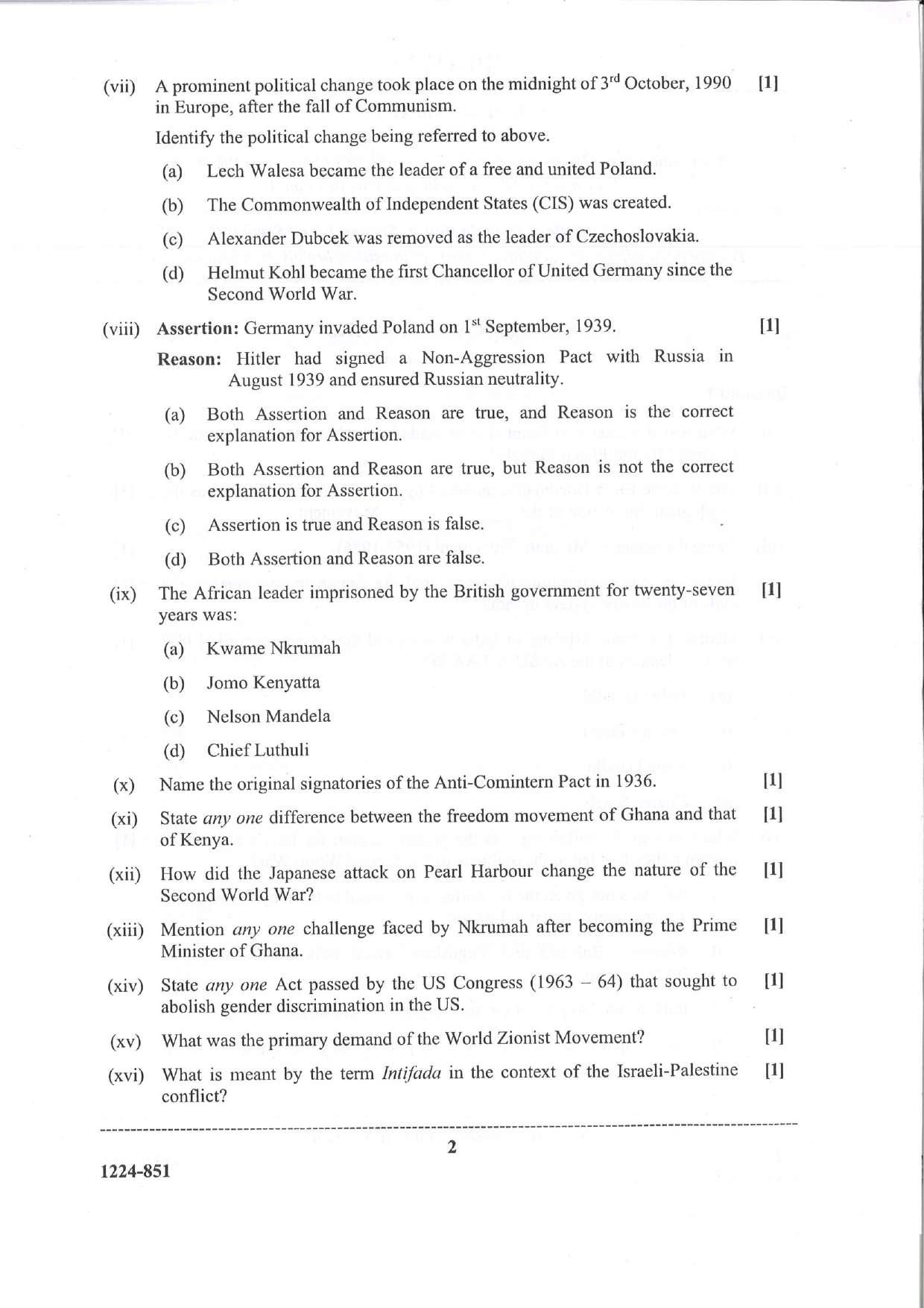 ISC Class 12 History & Civics 2024 Question Paper - Page 2