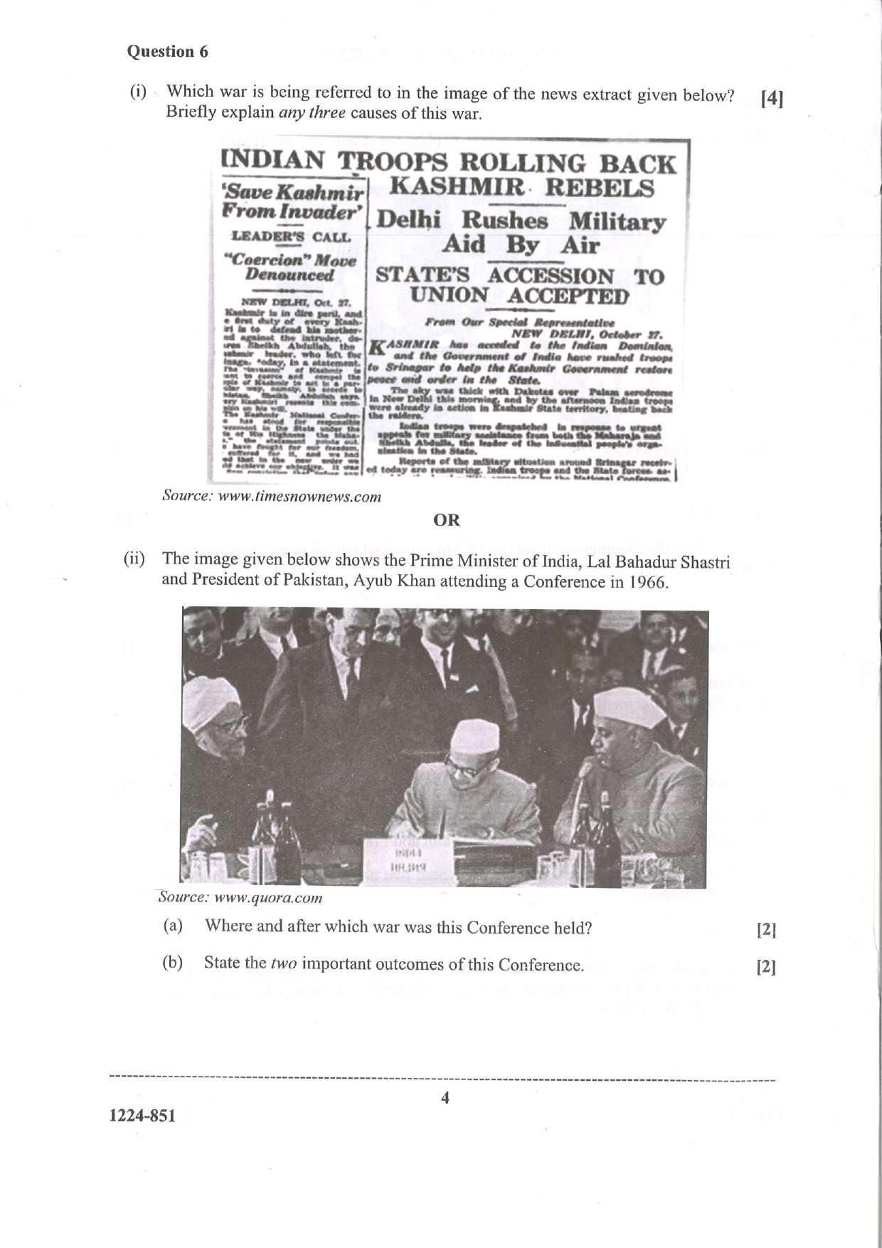 ISC Class 12 History & Civics 2024 Question Paper - Page 4