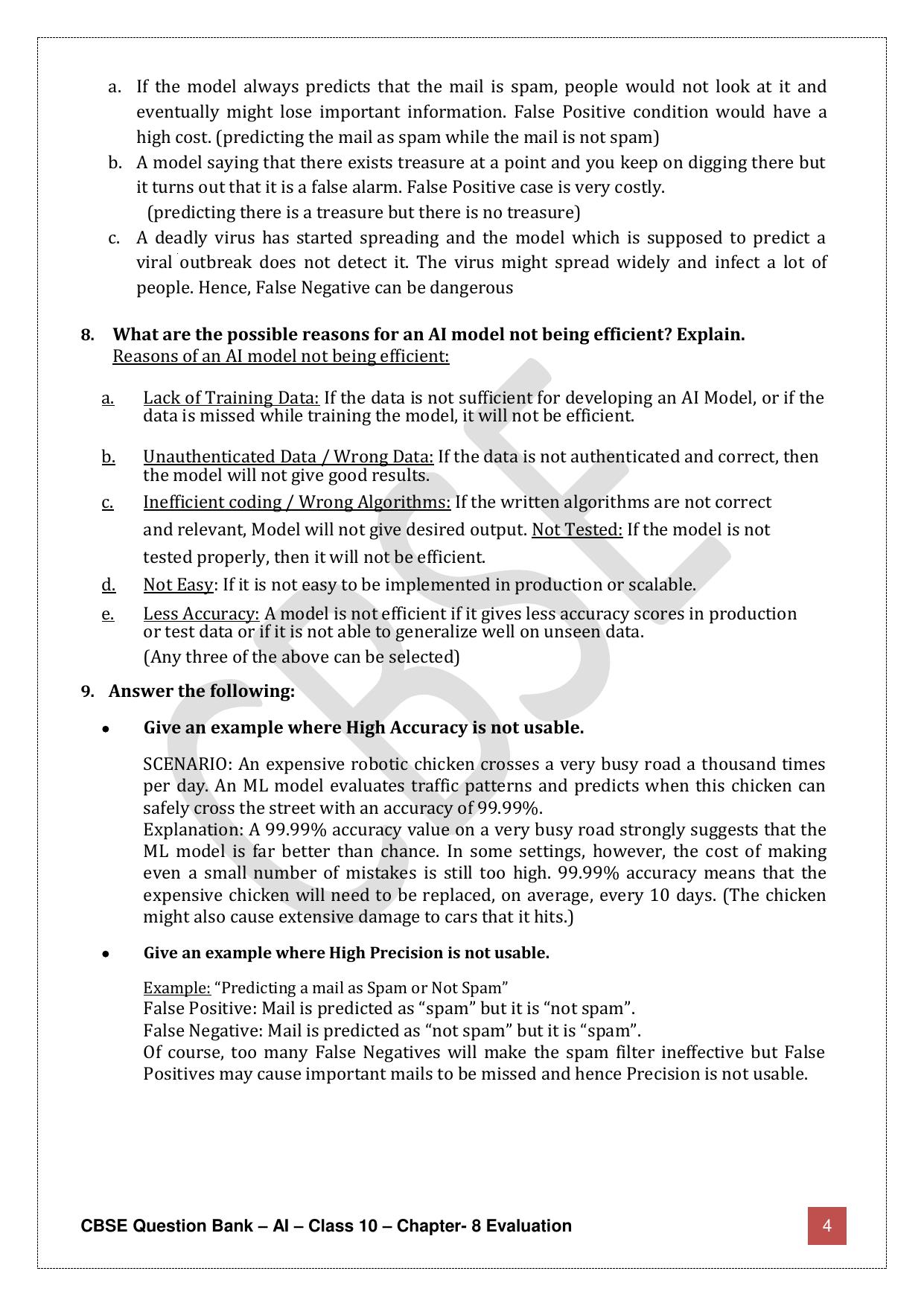 CBSE Class 10 Artificial Intelligence - Chapter 8 Question Bank - Page 4