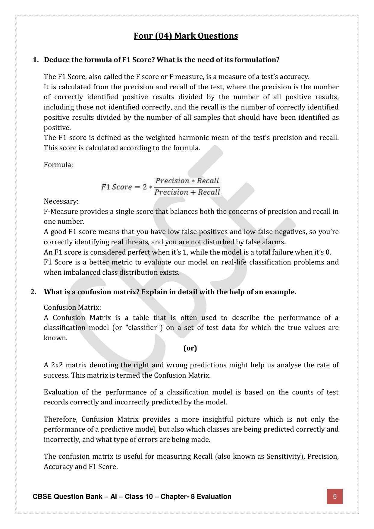 CBSE Class 10 Artificial Intelligence - Chapter 8 Question Bank - Page 5