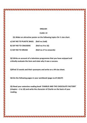 CBSE Worksheets for Class 6 English Poster Assignment 1