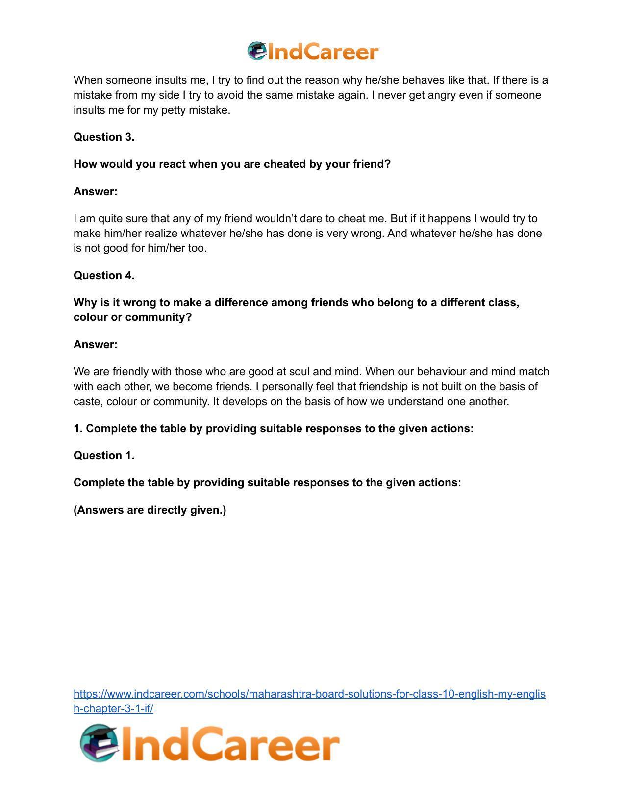 Maharashtra Board Solutions for Class 10- English (My English): Chapter 3.1- If … - Page 3