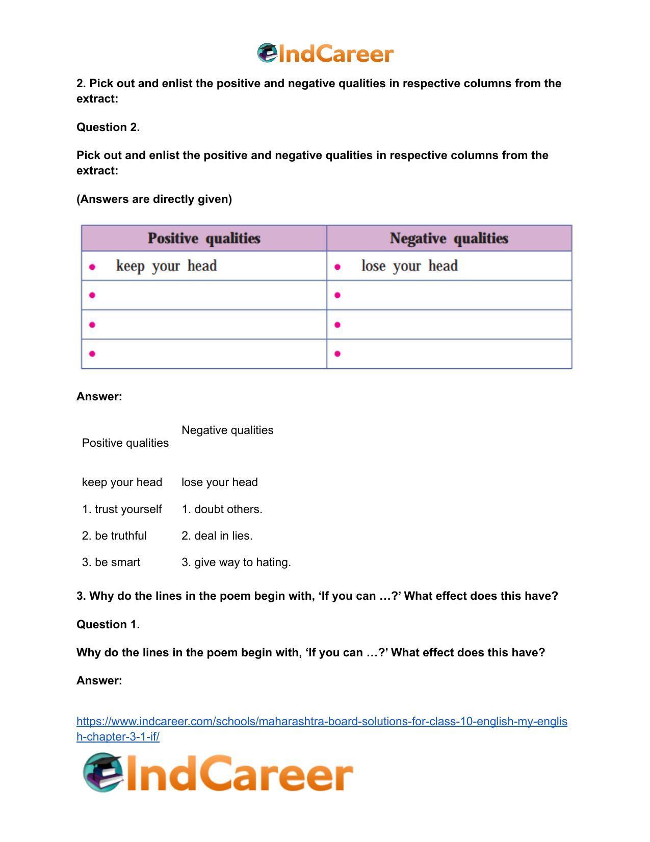 Maharashtra Board Solutions for Class 10- English (My English): Chapter 3.1- If … - Page 7