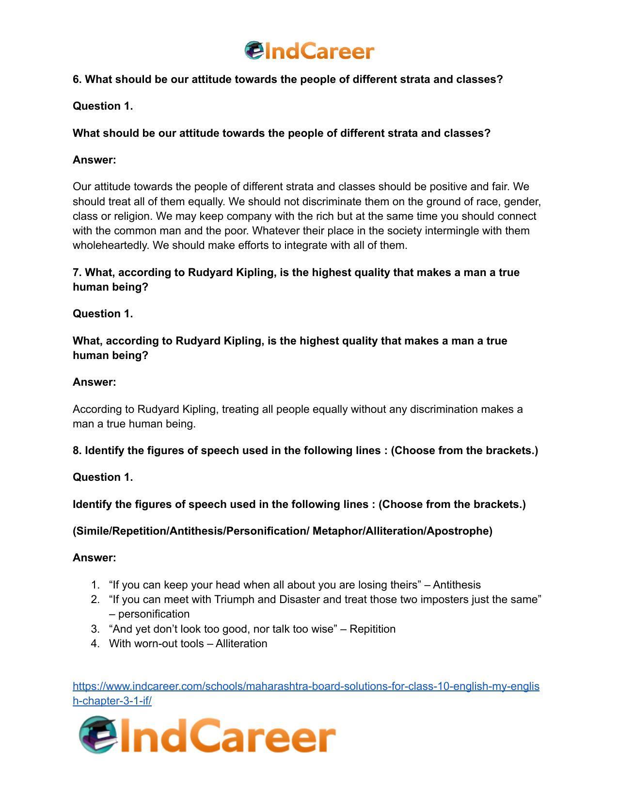 Maharashtra Board Solutions for Class 10- English (My English): Chapter 3.1- If … - Page 10