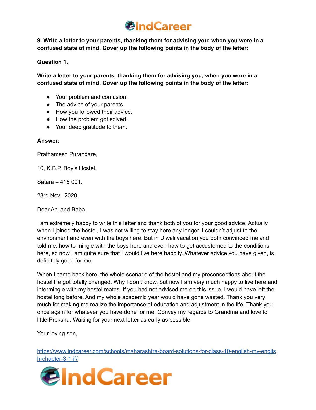 Maharashtra Board Solutions for Class 10- English (My English): Chapter 3.1- If … - Page 11