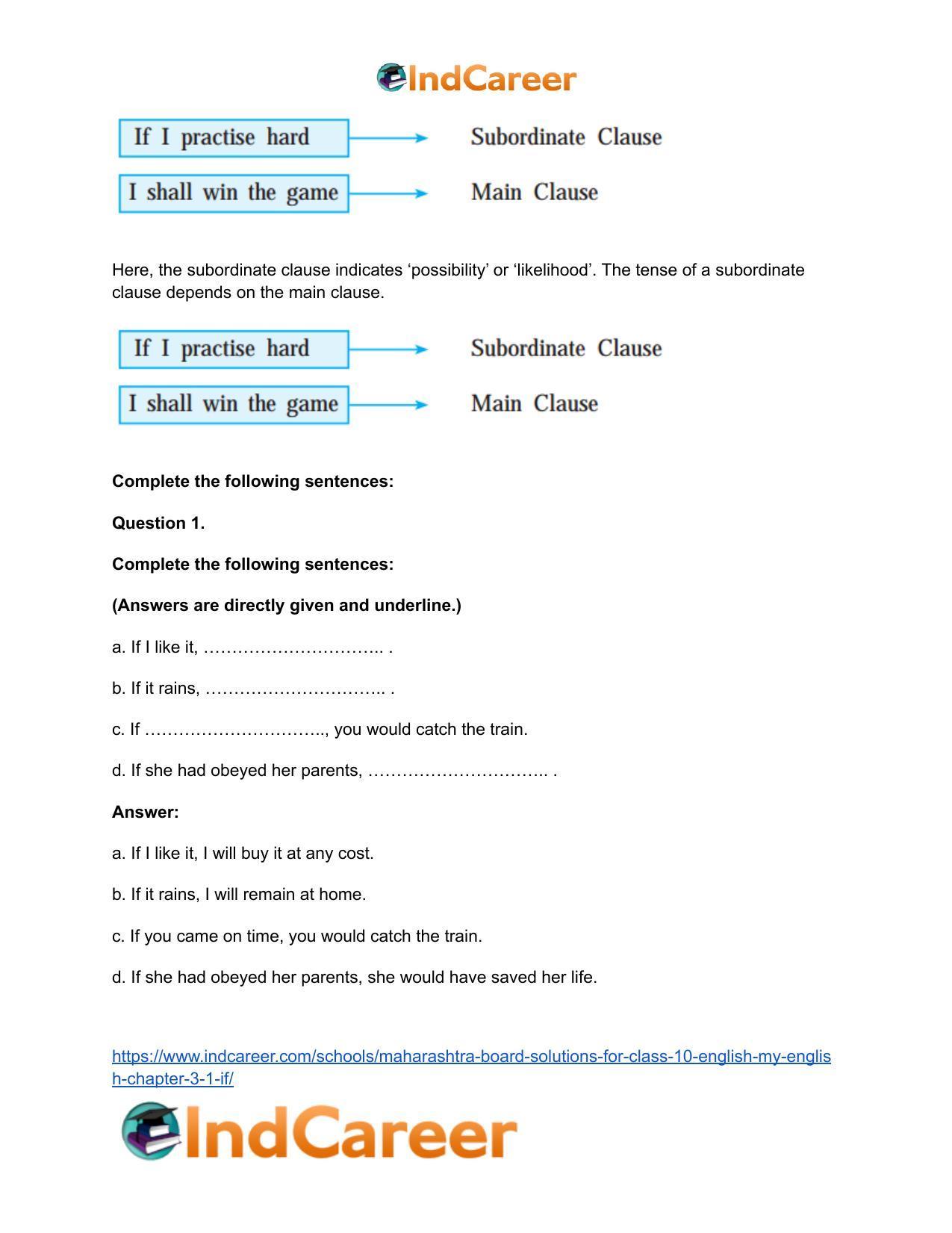 Maharashtra Board Solutions for Class 10- English (My English): Chapter 3.1- If … - Page 14