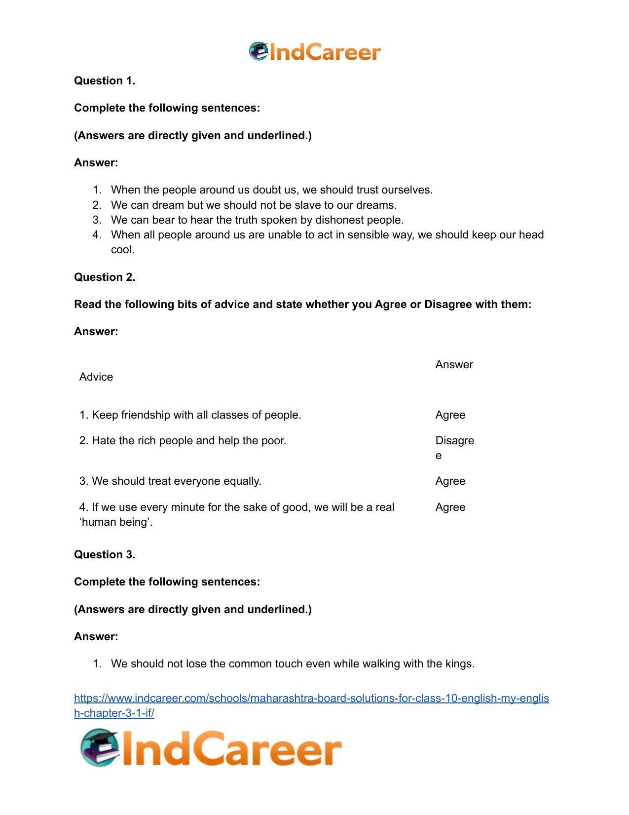 Maharashtra Board Solutions for Class 10- English (My English): Chapter 3.1- If … - Page 16