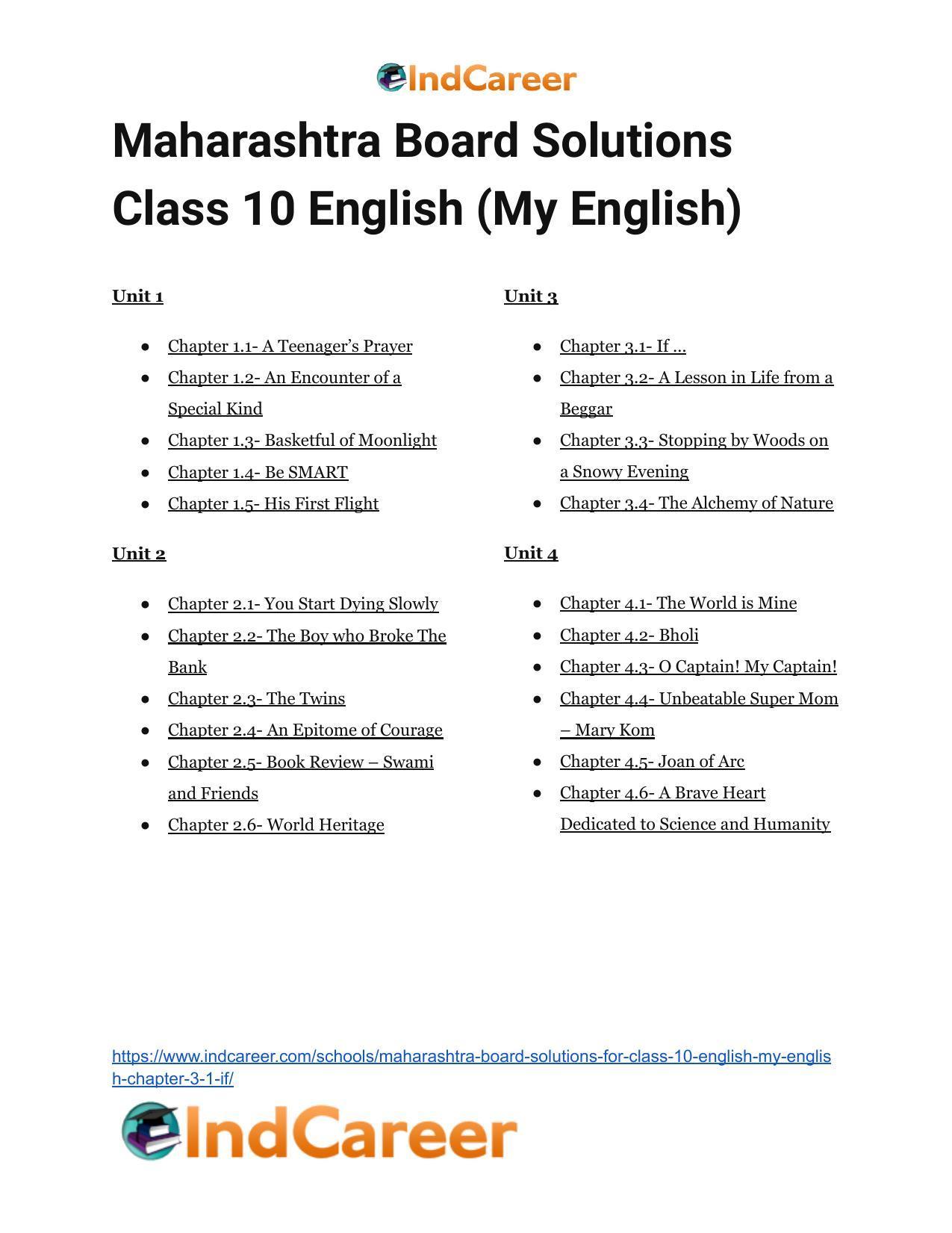 Maharashtra Board Solutions for Class 10- English (My English): Chapter 3.1- If … - Page 21