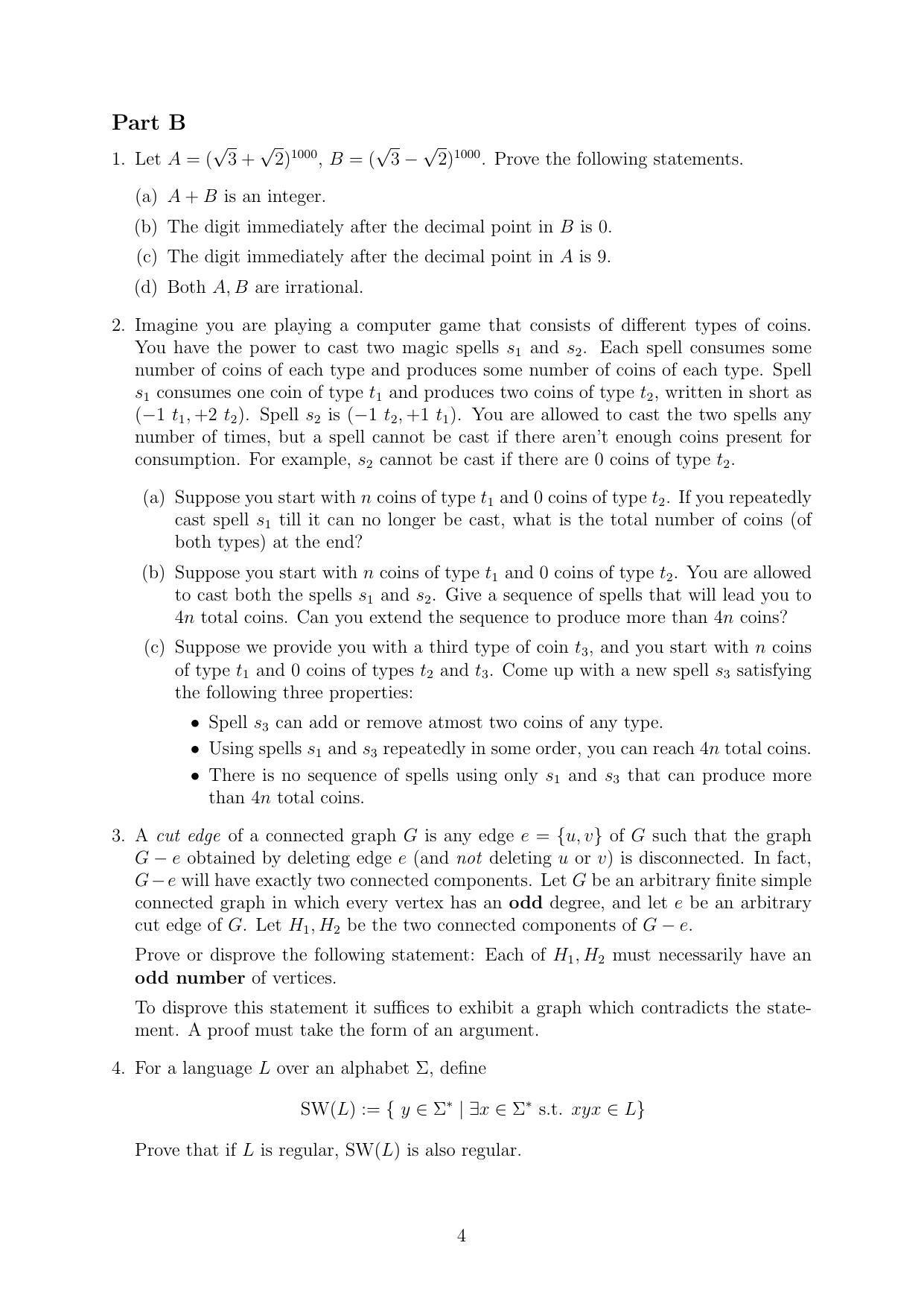 CMI Entrance Exam 2021 Question Paper MSc/PhD Computer Science - Page 4