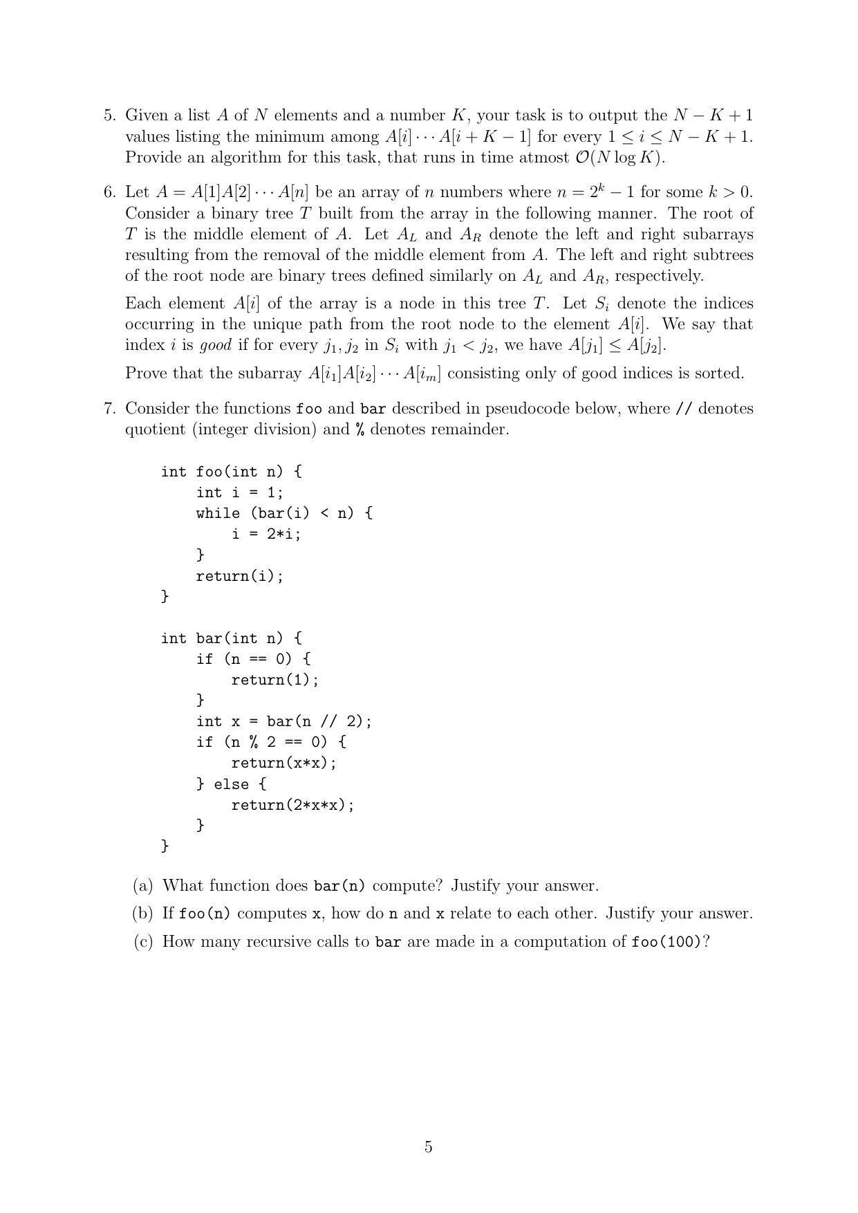 CMI Entrance Exam 2021 Question Paper MSc/PhD Computer Science - Page 5