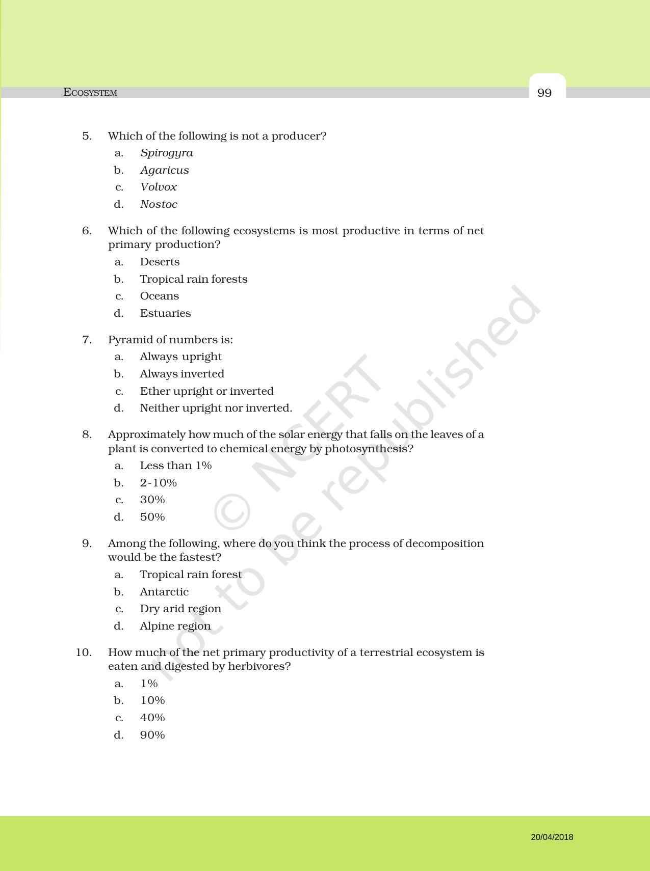 NCERT Exemplar Book for Class 12 Biology: Chapter 14 Ecosystem - Page 2