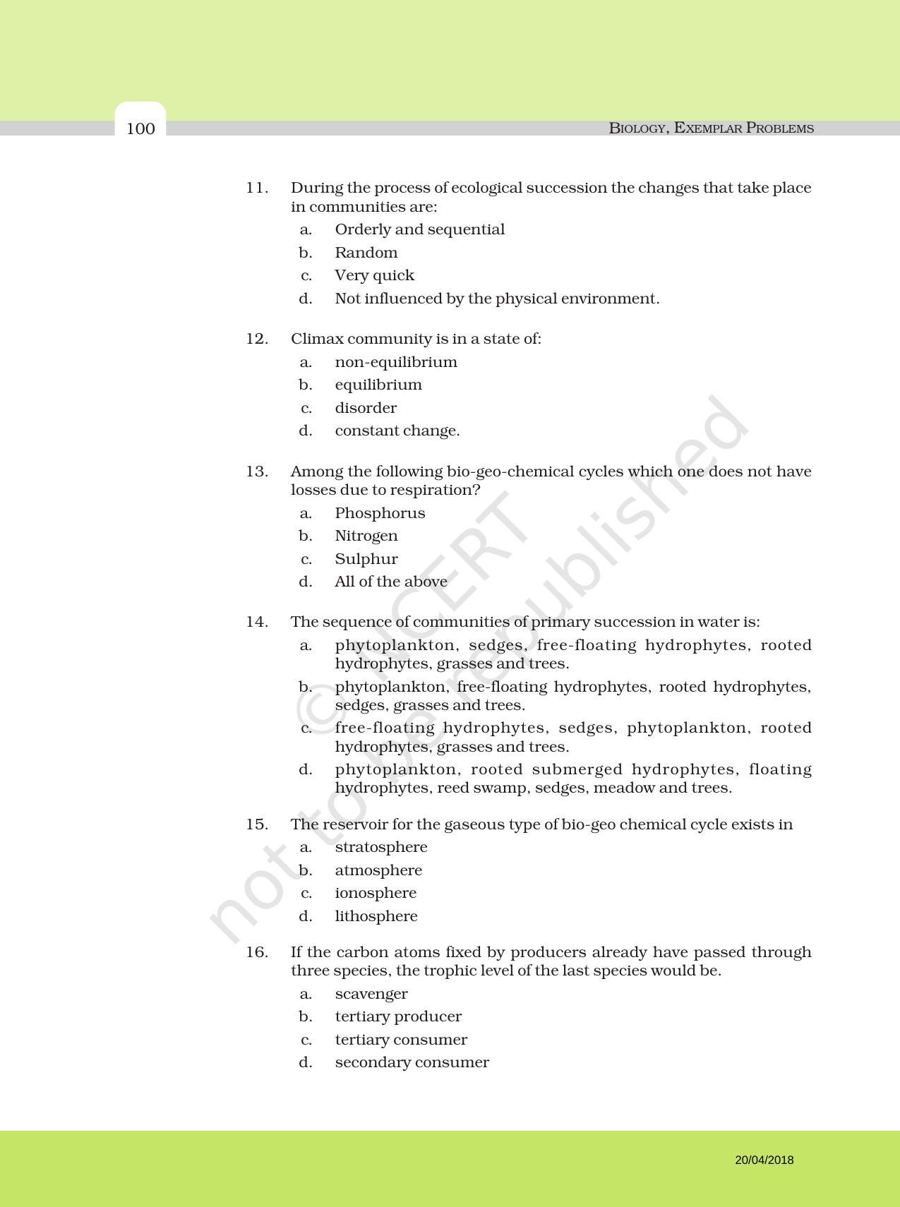 NCERT Exemplar Book for Class 12 Biology: Chapter 14 Ecosystem - Page 3