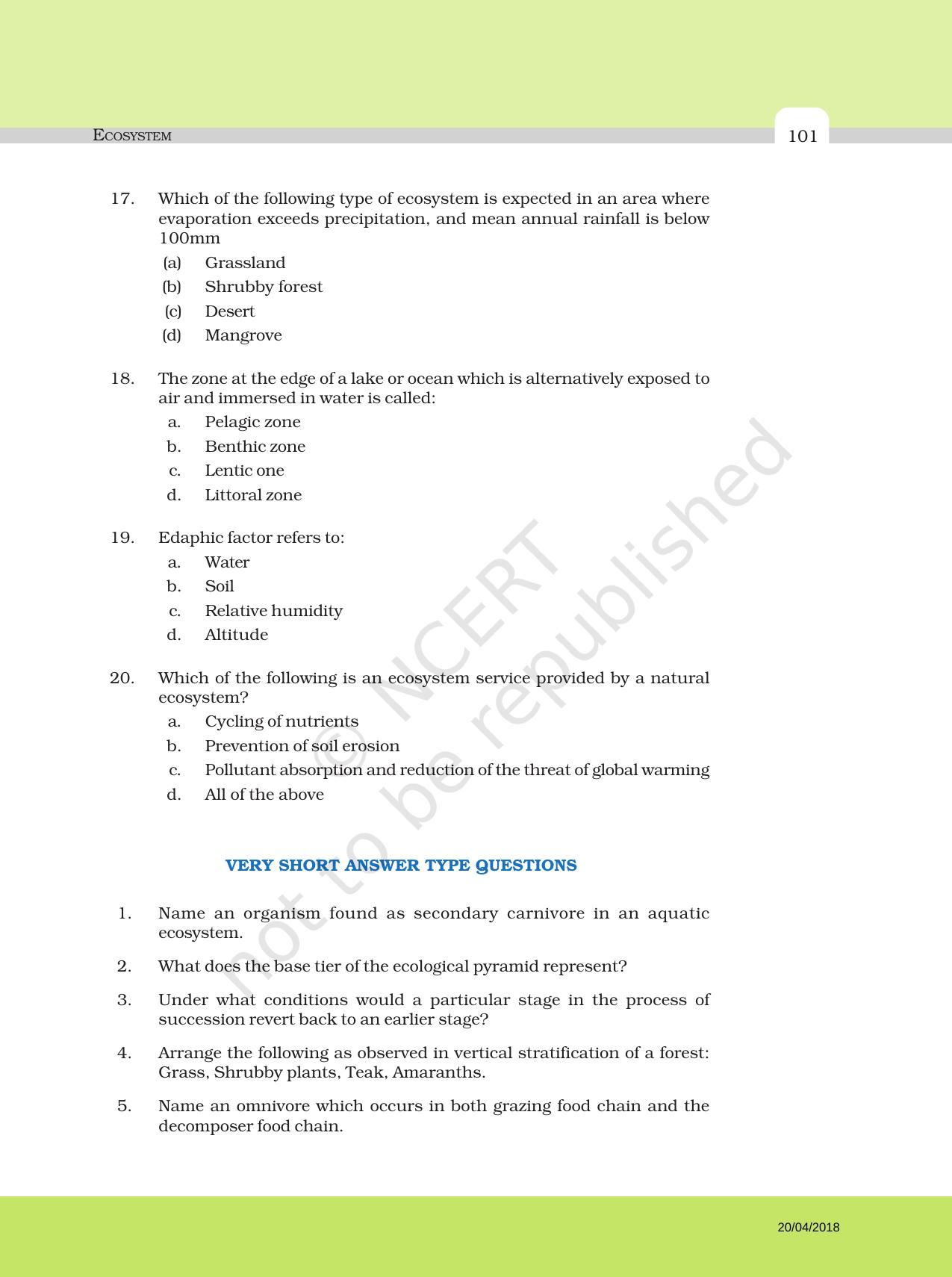 NCERT Exemplar Book for Class 12 Biology: Chapter 14 Ecosystem - Page 4