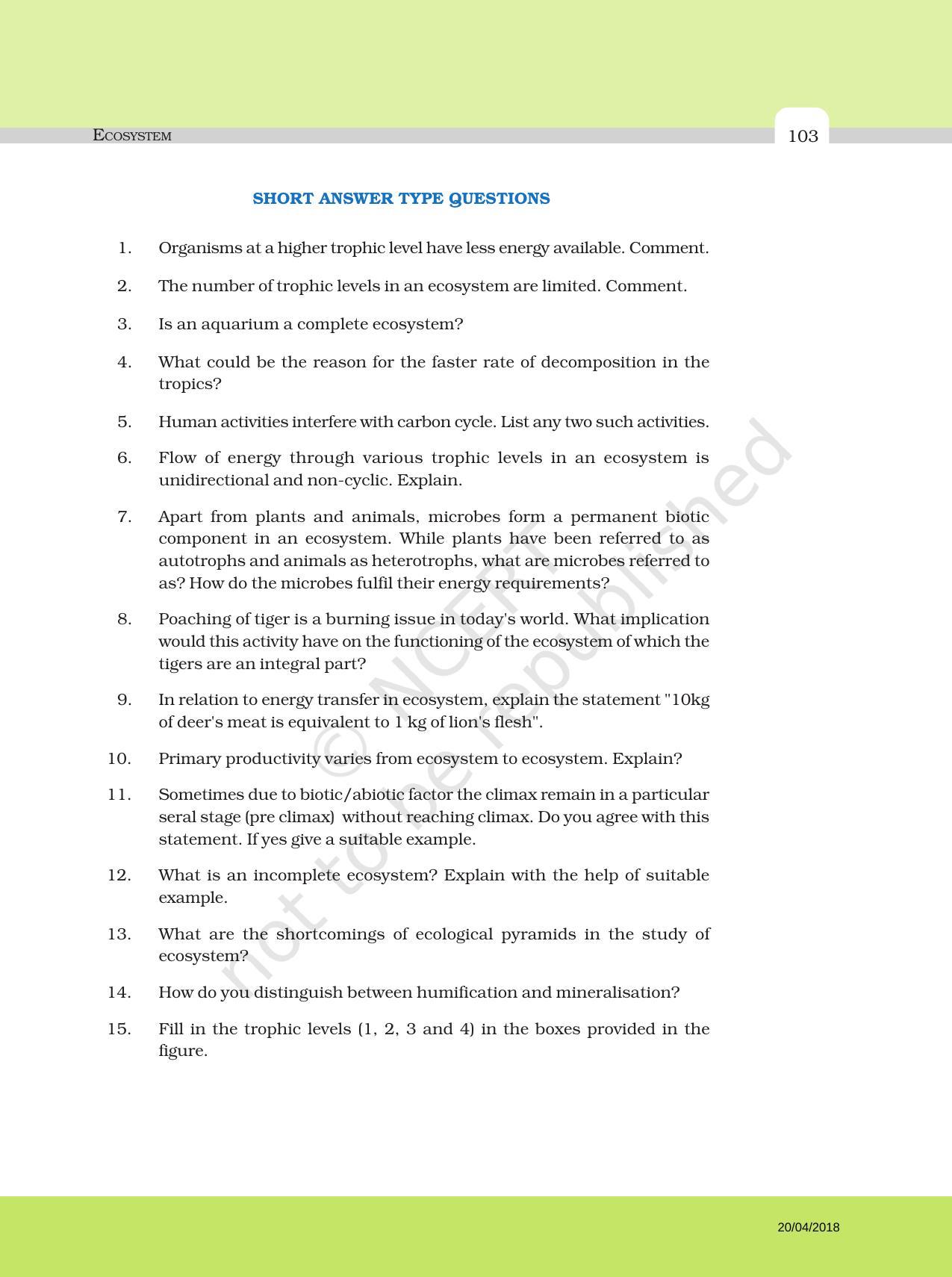 NCERT Exemplar Book for Class 12 Biology: Chapter 14 Ecosystem - Page 6