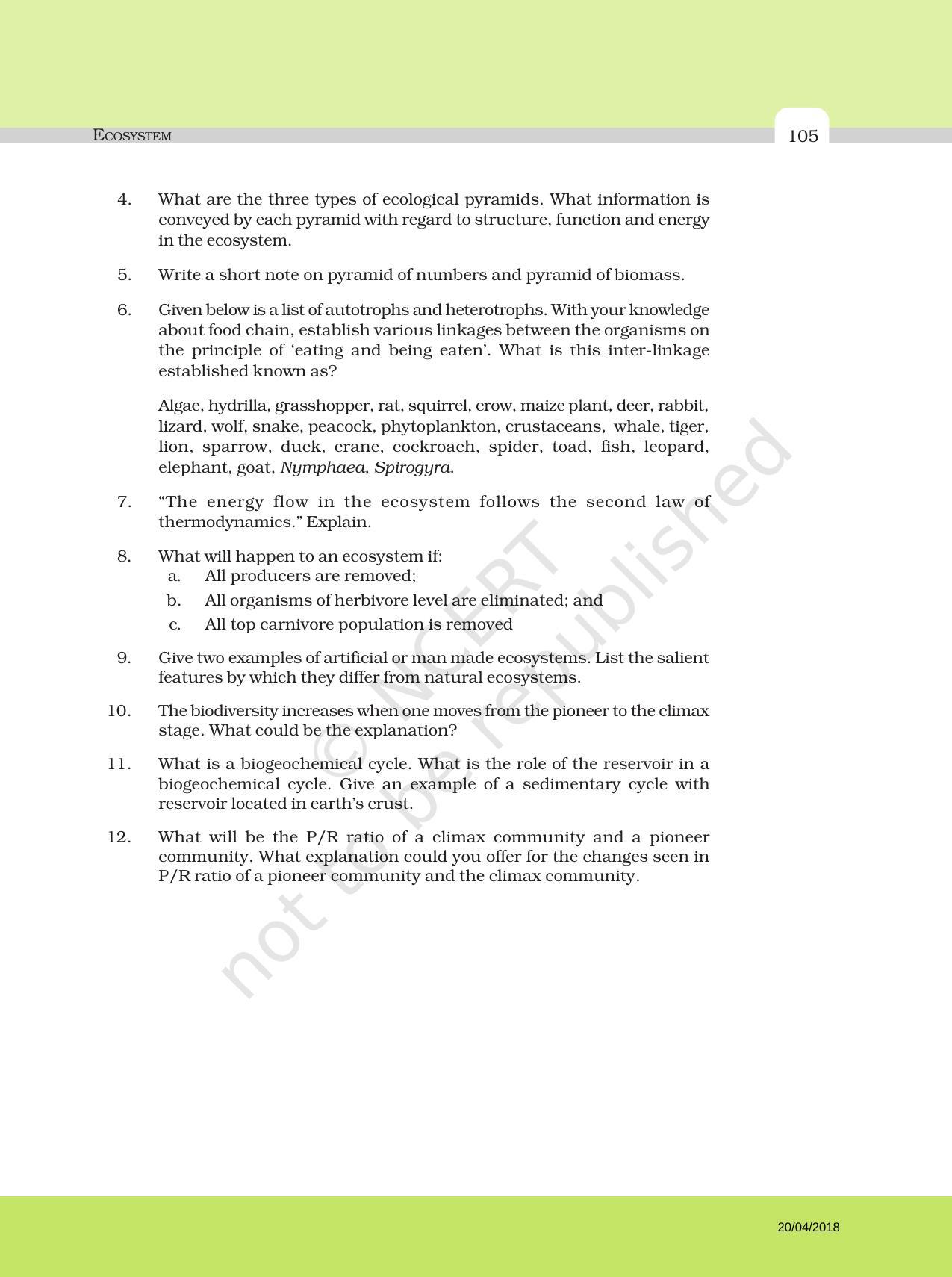 NCERT Exemplar Book for Class 12 Biology: Chapter 14 Ecosystem - Page 8
