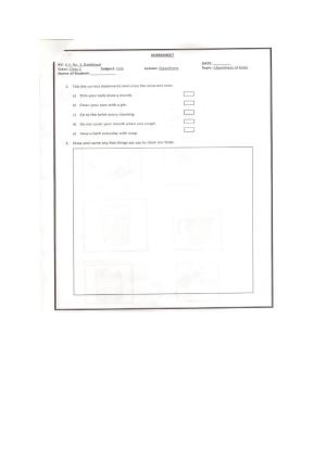 Worksheets for Class 2 EVS Assignment 18 Cleanliness