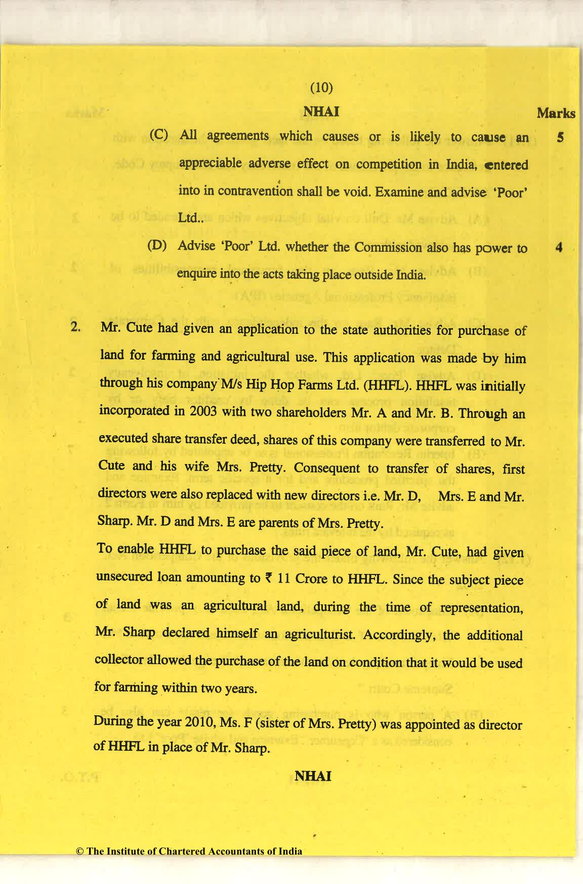 CA Final Nov 2018 Question Paper - Paper 6D – Economic Laws - Page 10