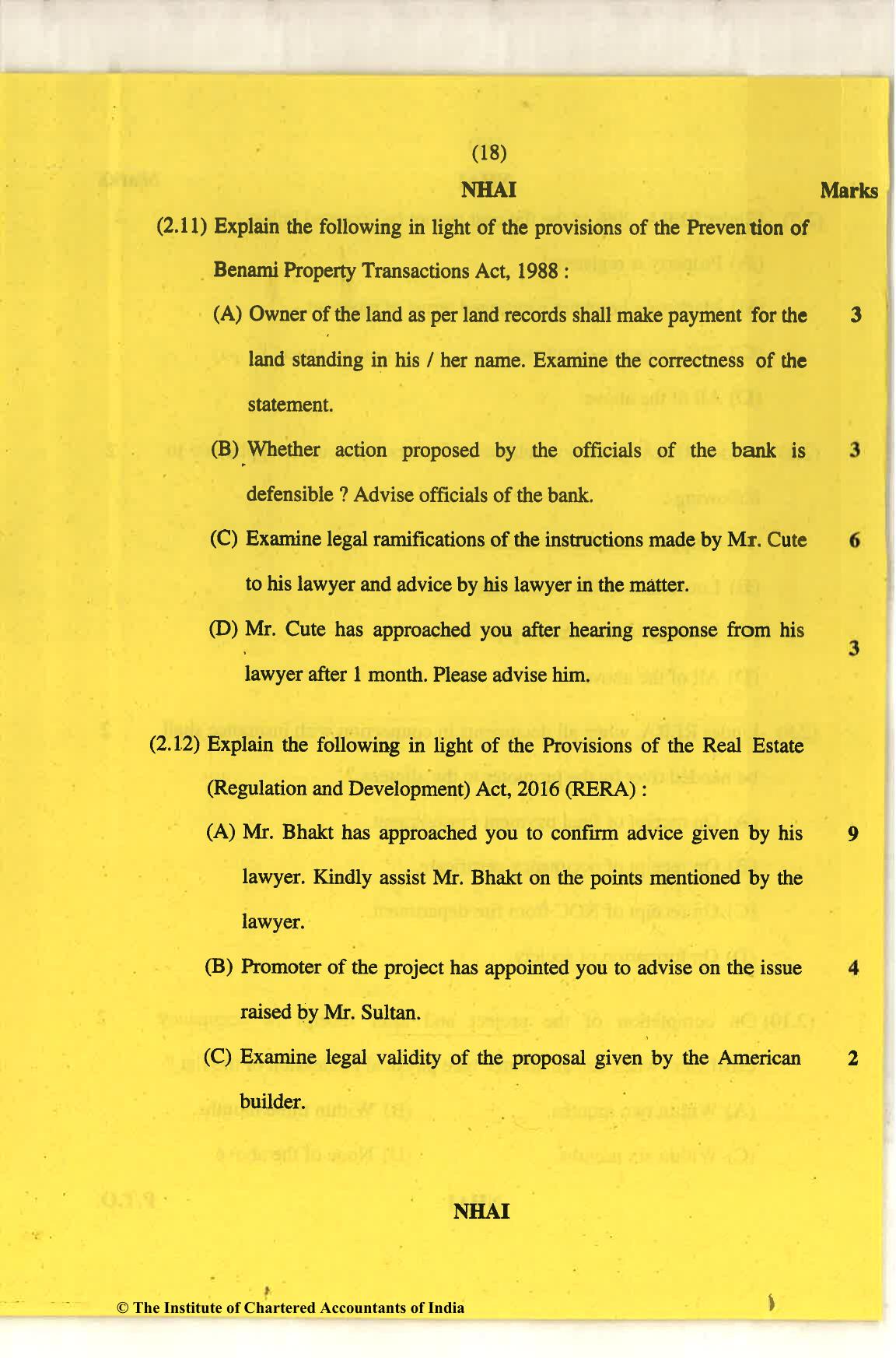 CA Final Nov 2018 Question Paper - Paper 6D – Economic Laws - Page 18