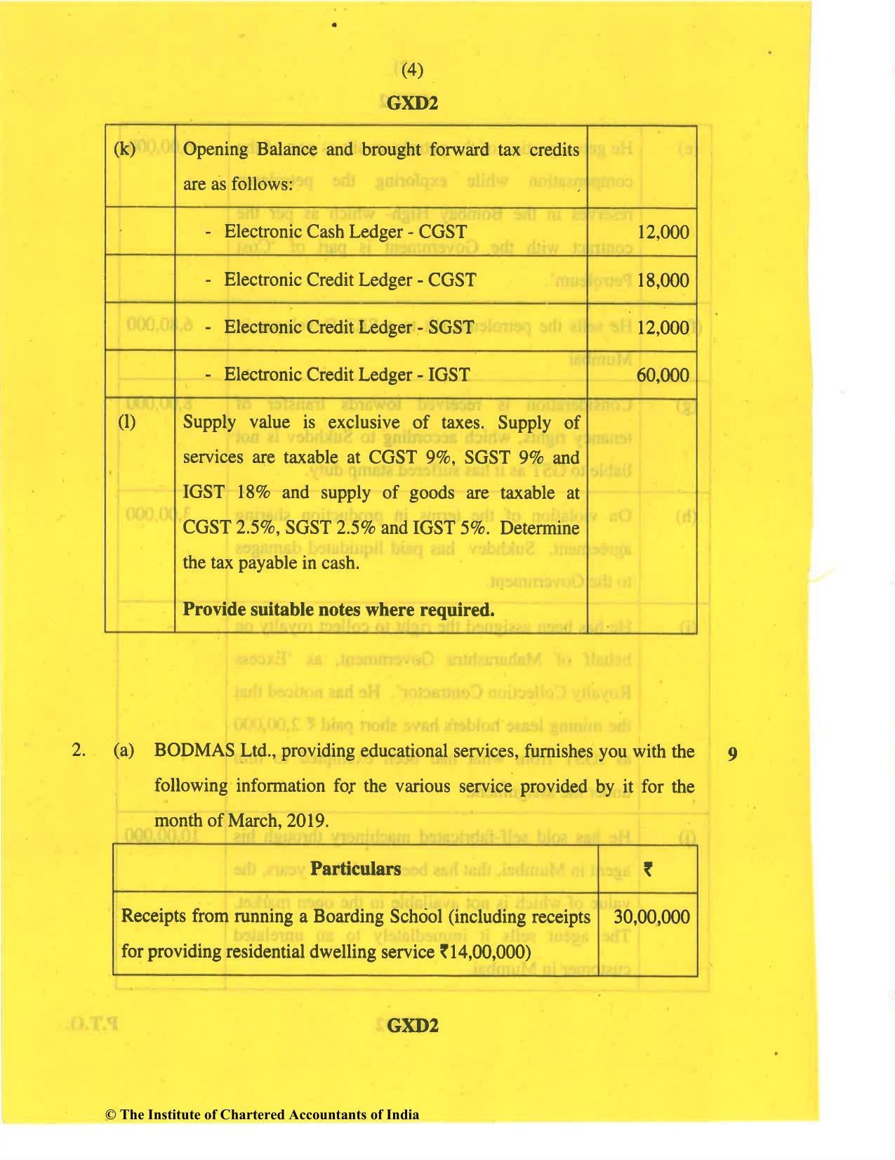 CA Final Nov 2019 Question Paper -Paper 8 – Indirect Tax Laws - Page 4