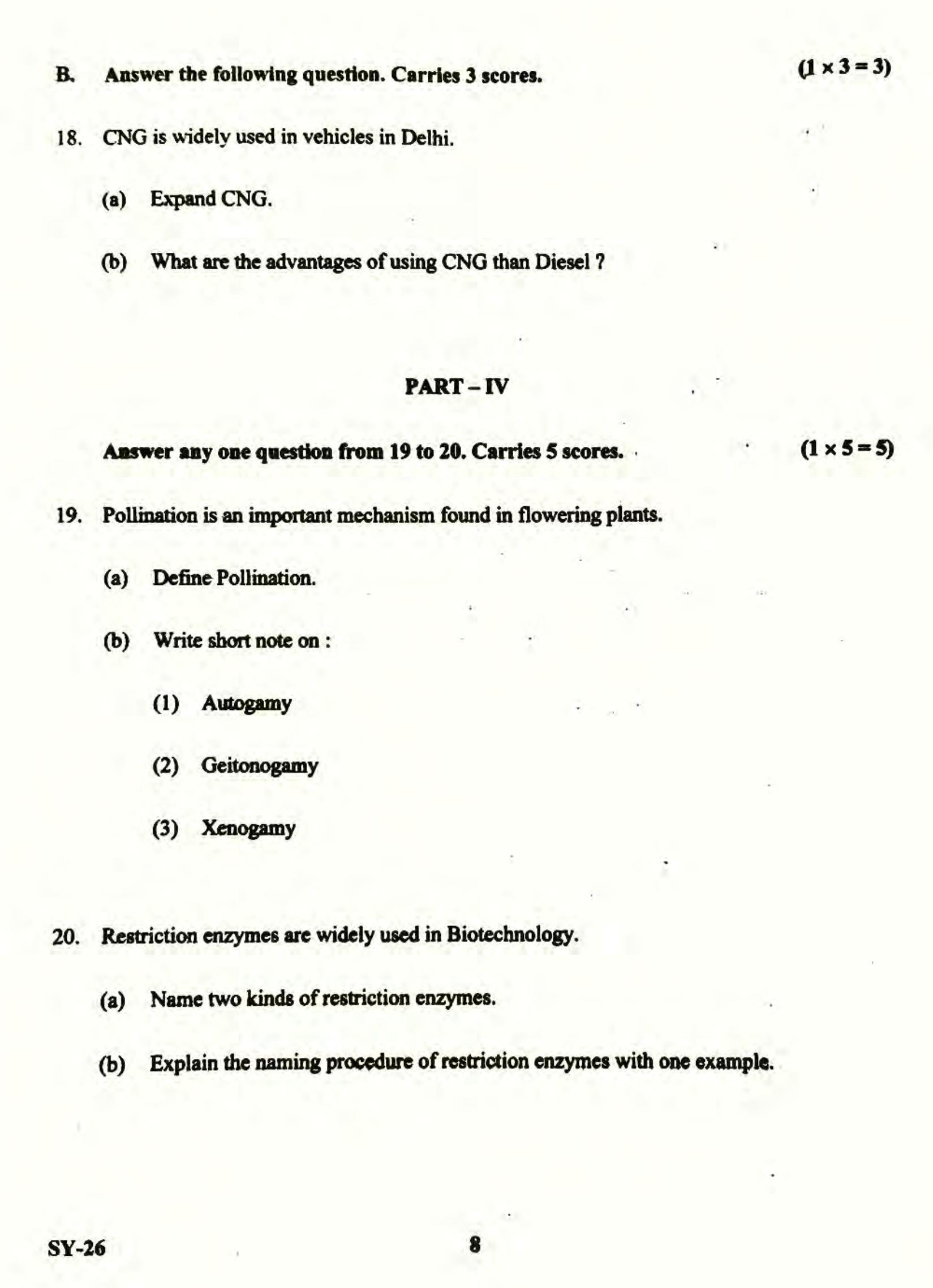 Kerala Plus Two 2022 Botany Question Pape - Page 8