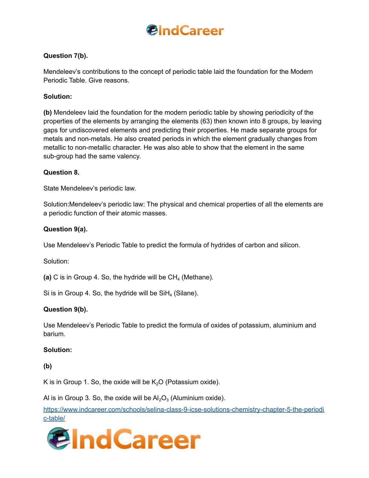 Selina Class 9 ICSE Solutions Chemistry : Chapter 5- The Periodic Table - Page 5