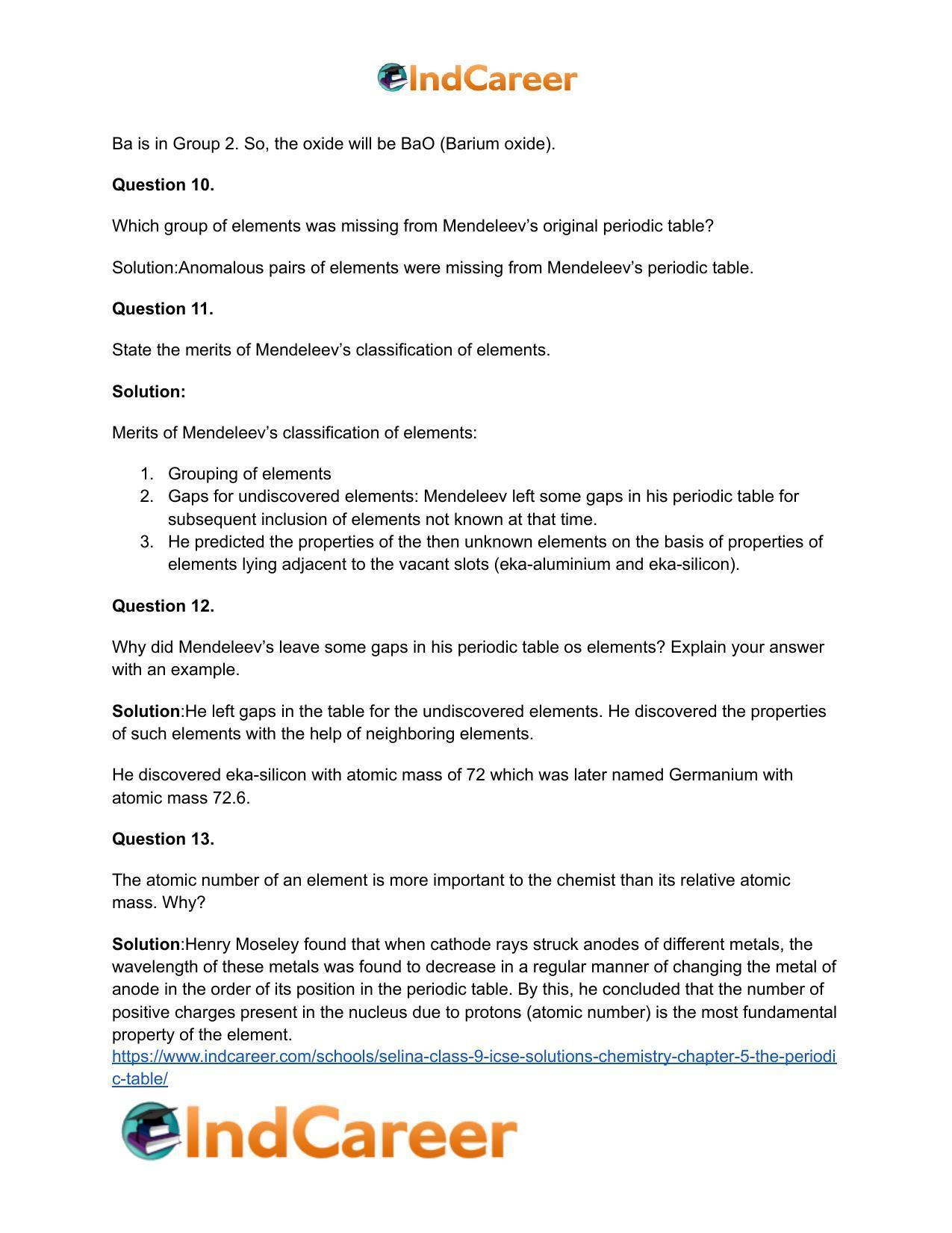 Selina Class 9 ICSE Solutions Chemistry : Chapter 5- The Periodic Table - Page 6