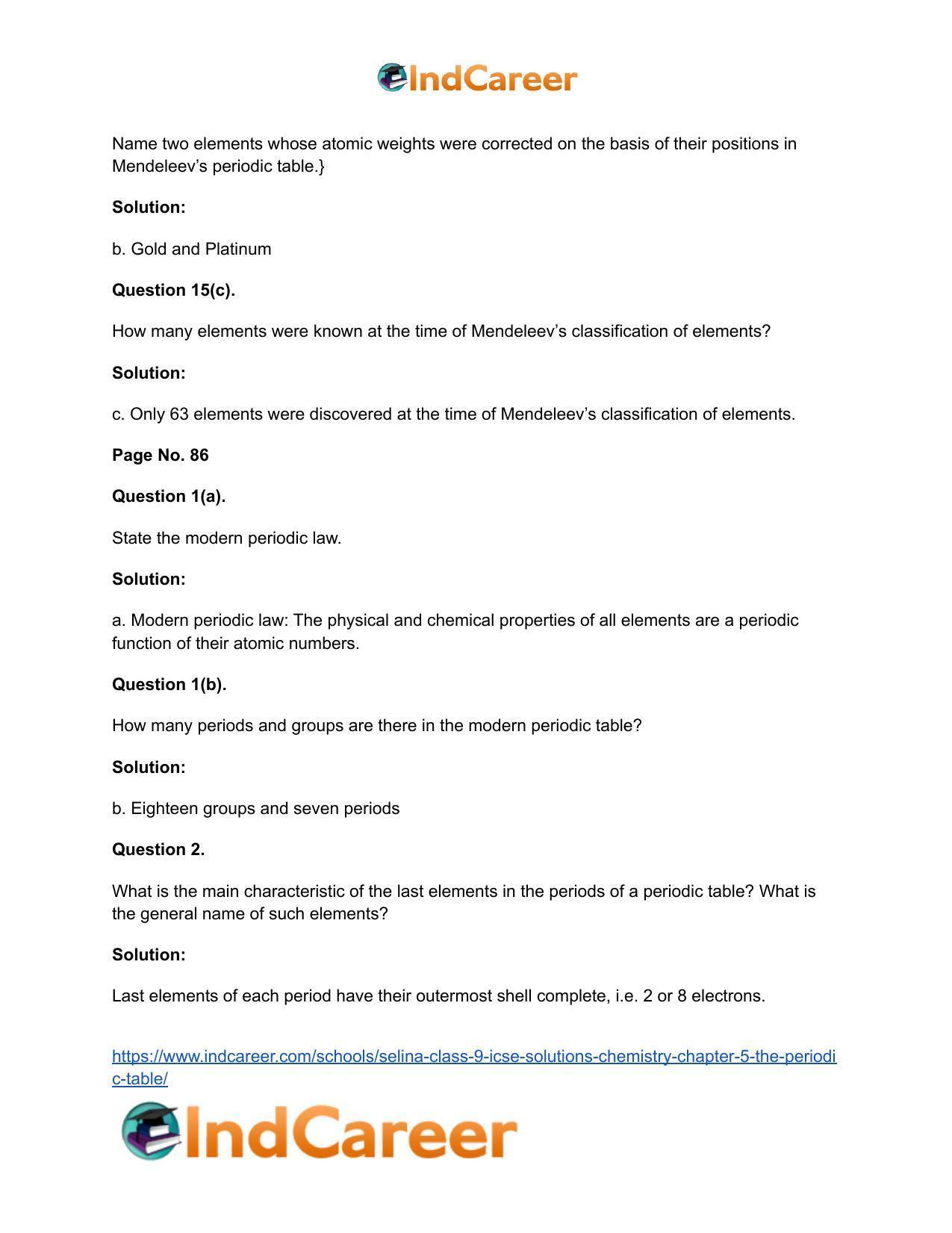 Selina Class 9 ICSE Solutions Chemistry : Chapter 5- The Periodic Table - Page 8