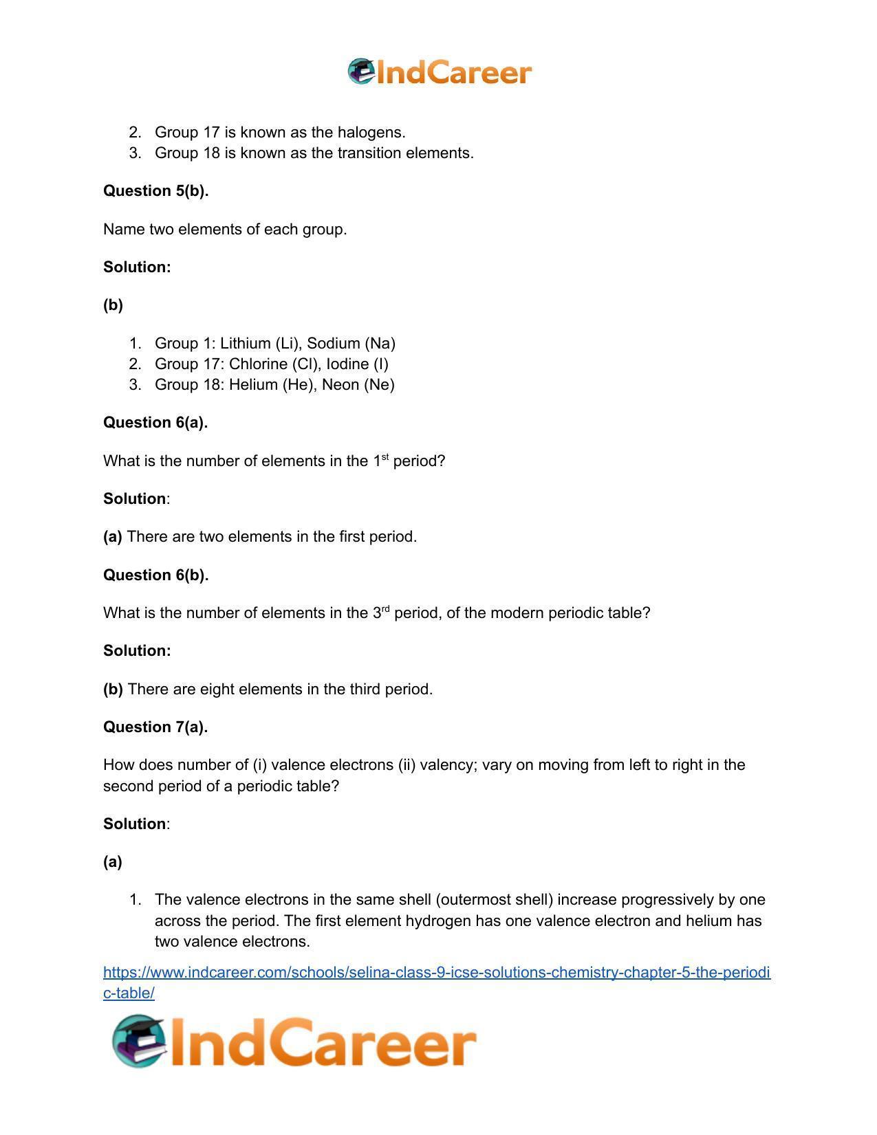 Selina Class 9 ICSE Solutions Chemistry : Chapter 5- The Periodic Table - Page 10