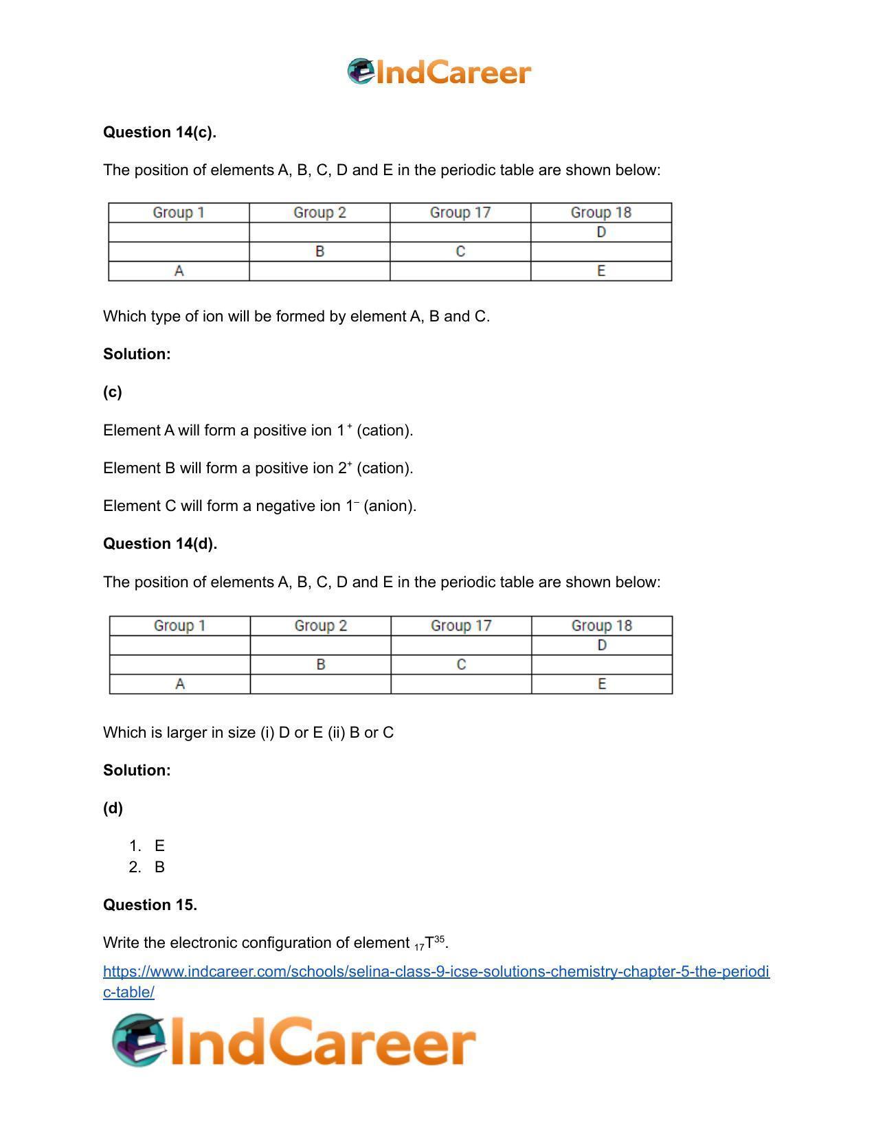 Selina Class 9 ICSE Solutions Chemistry : Chapter 5- The Periodic Table - Page 15